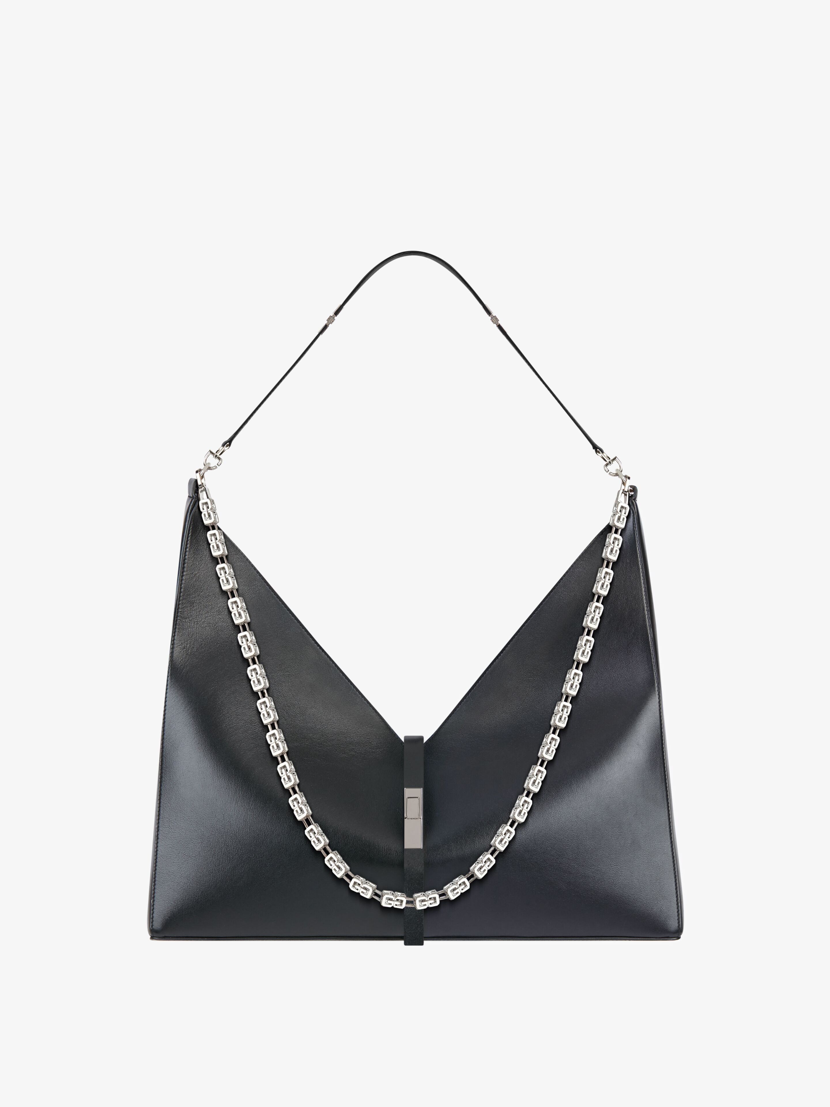 LARGE CUT OUT BAG IN BOX LEATHER WITH CHAIN - 1