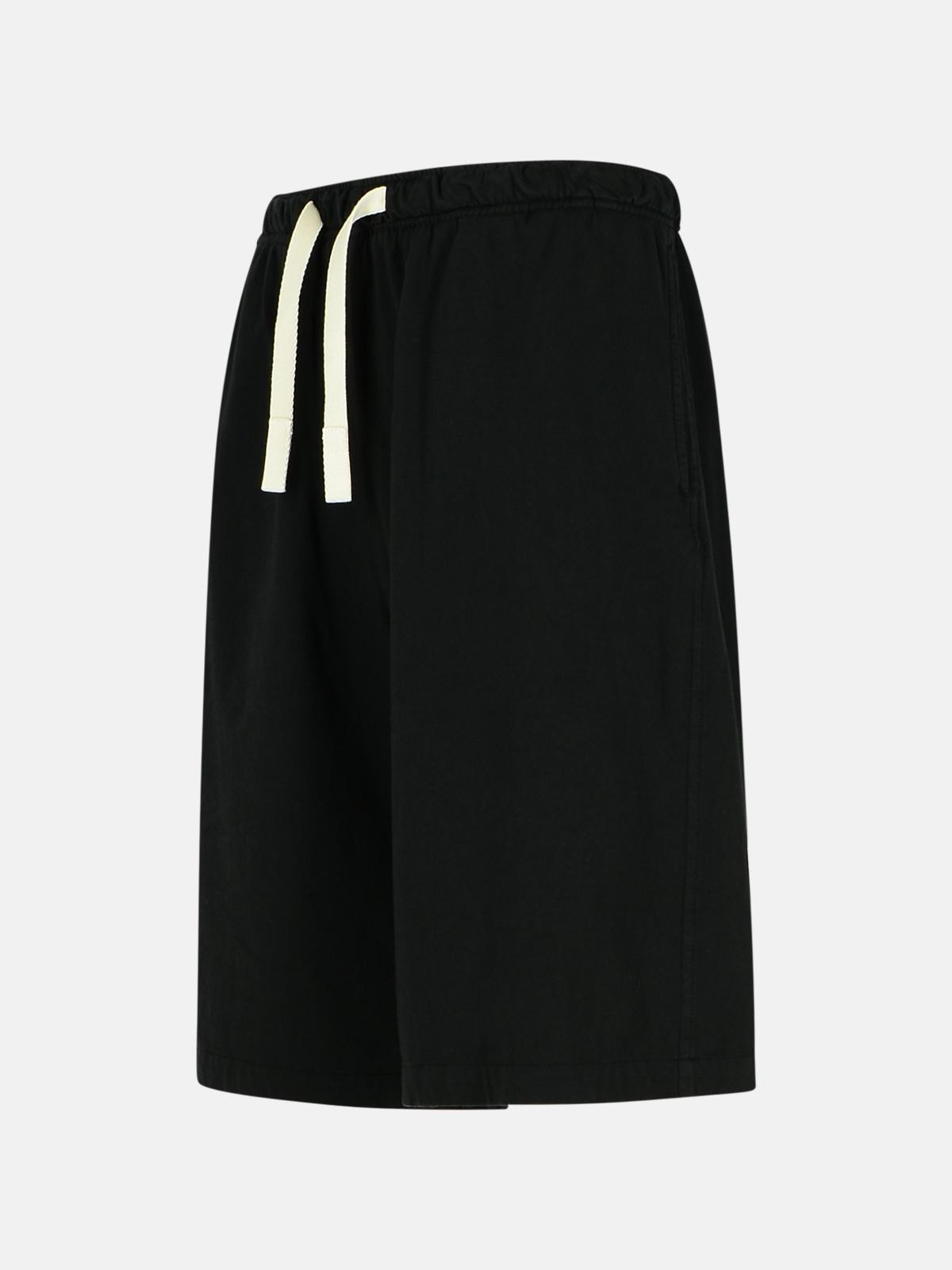 BLACK COTTON BERMUDA SHORTS - 2