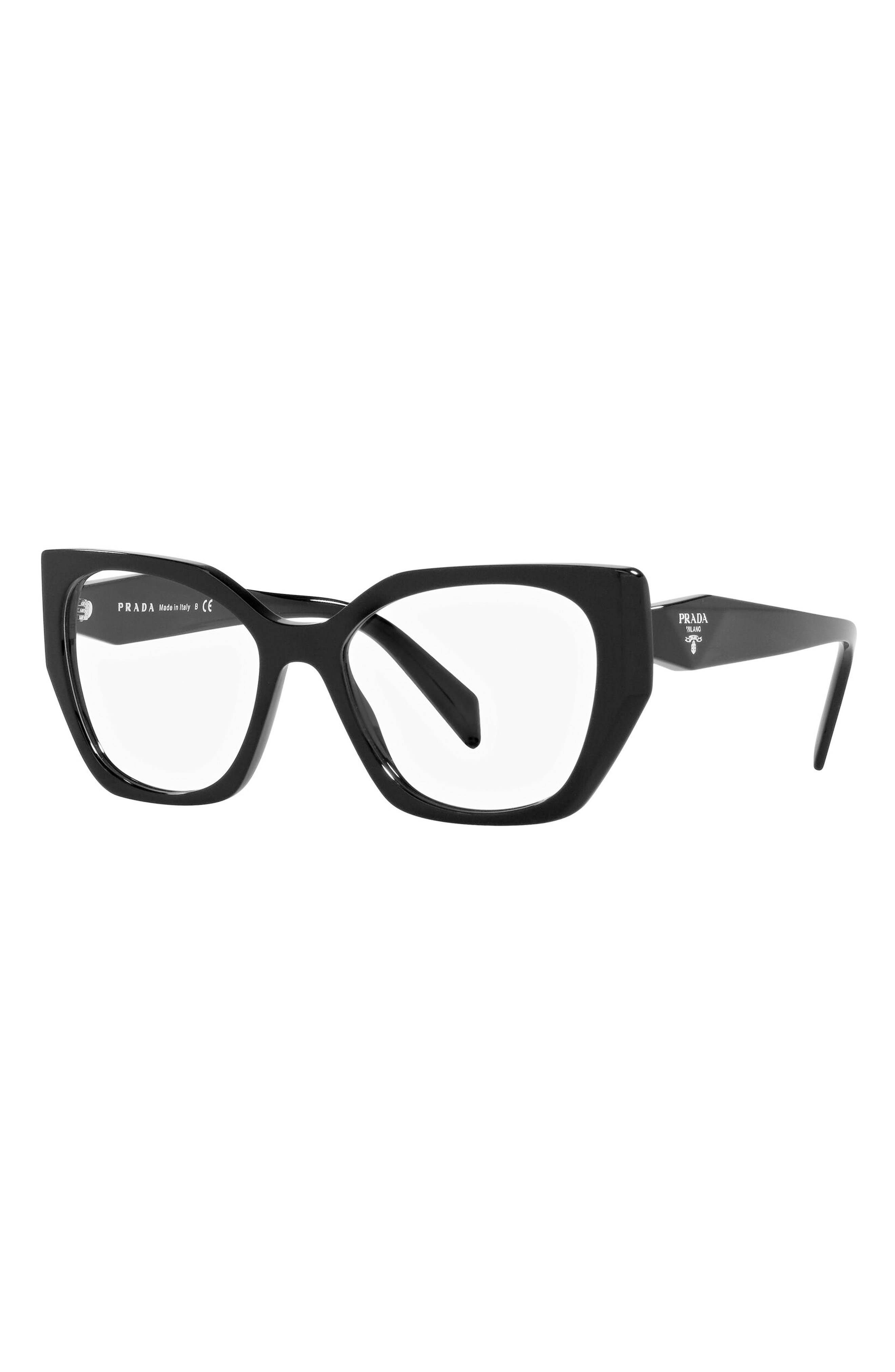 Prada 54mm Square Optical Glasses in Black at Nordstrom - 2