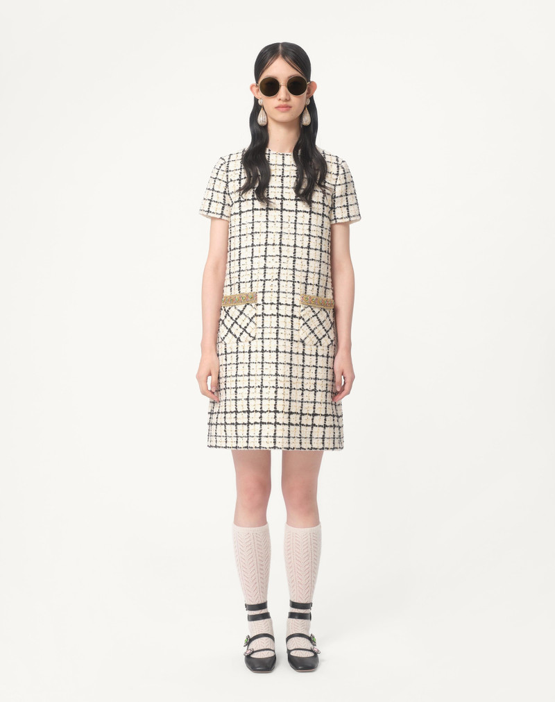 EMBROIDERED SHORT DRESS IN TWEED CHECK PAILETTES 7