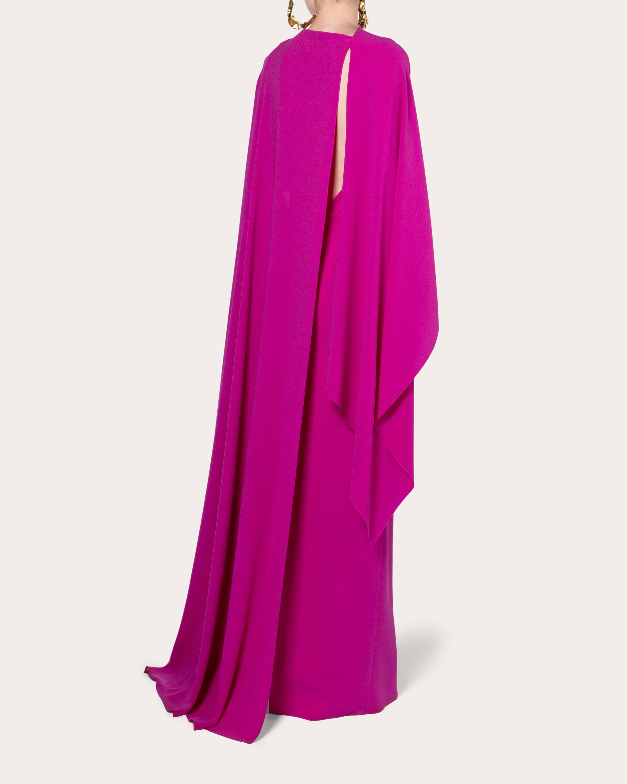 Demetria Crepe Draped Cape Maxi Dress - 2