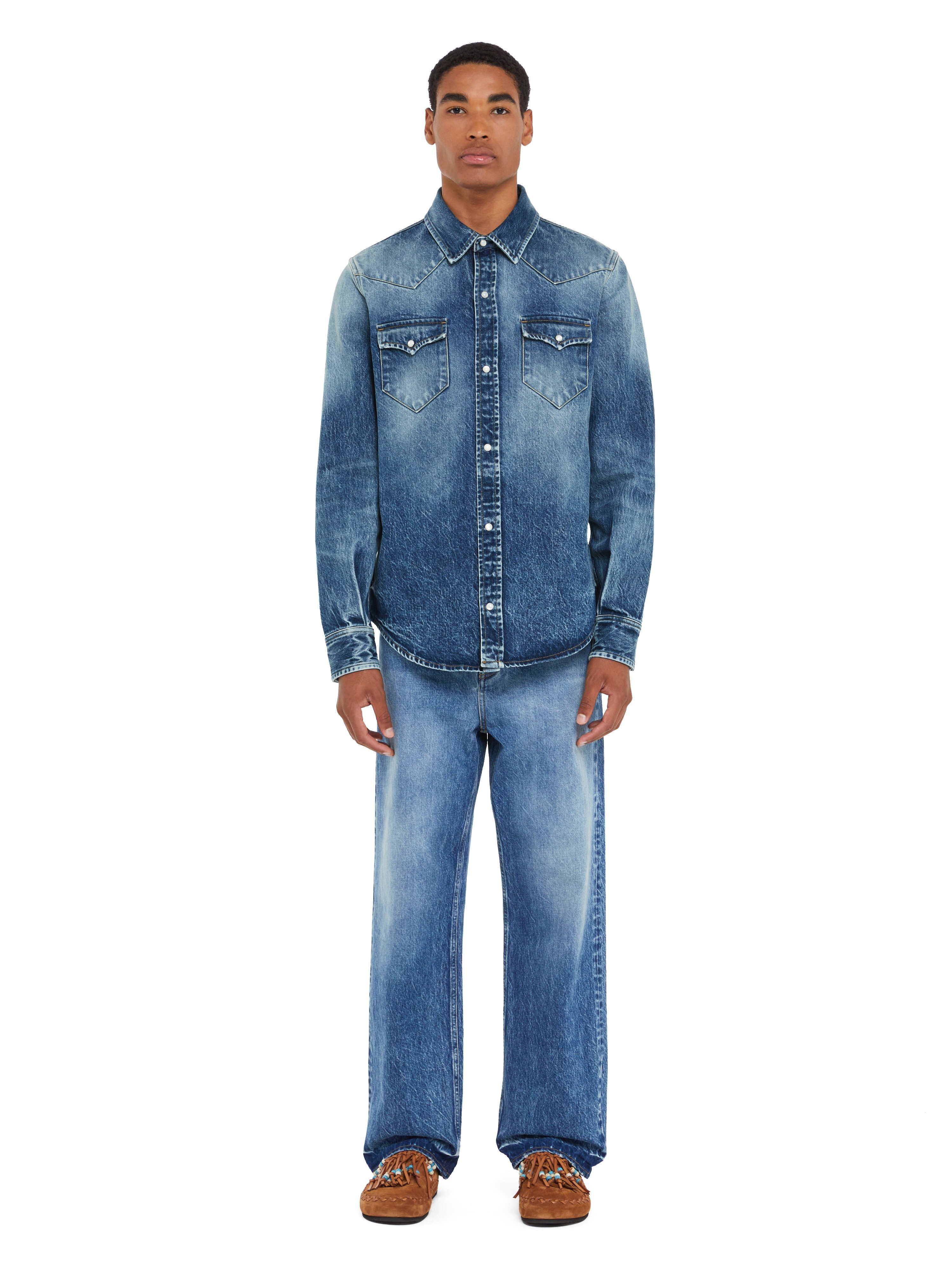 Medium Wash Denim Shirt - 4
