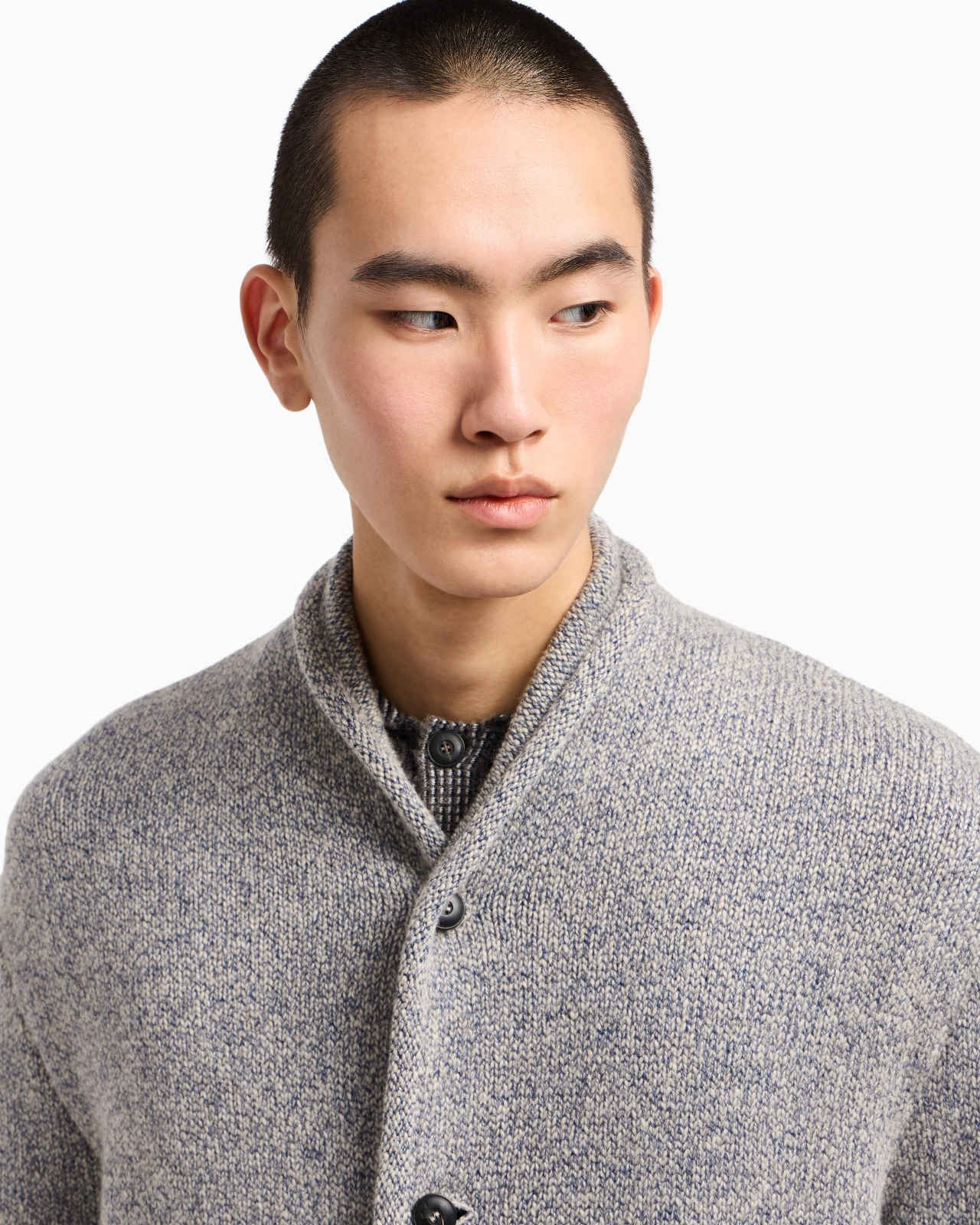 CARDIGAN JACKET IN KNIT CASHMERE AND COTTON - 5