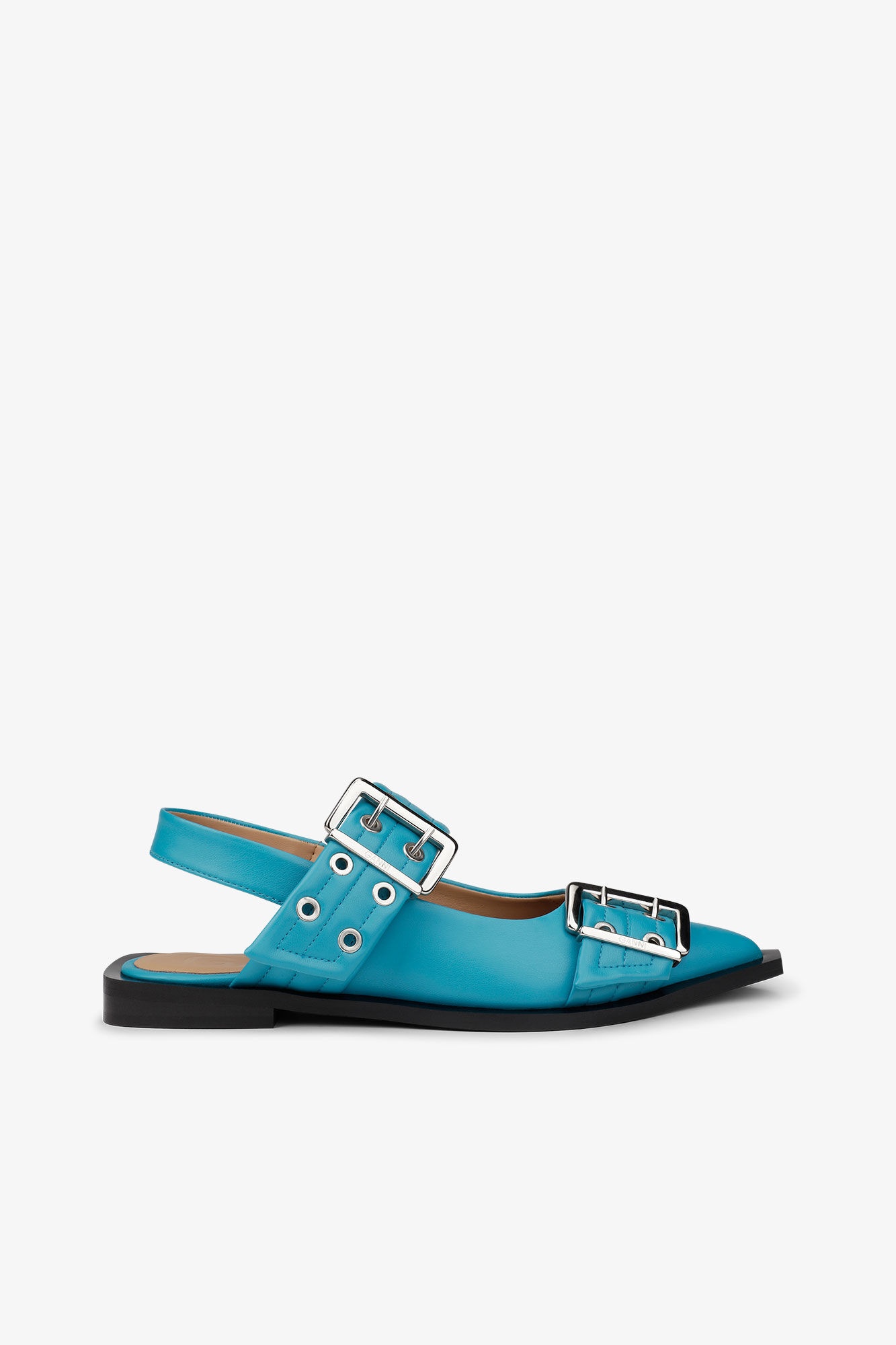 BLUE FEMININE BUCKLE BALLERINAS - 1