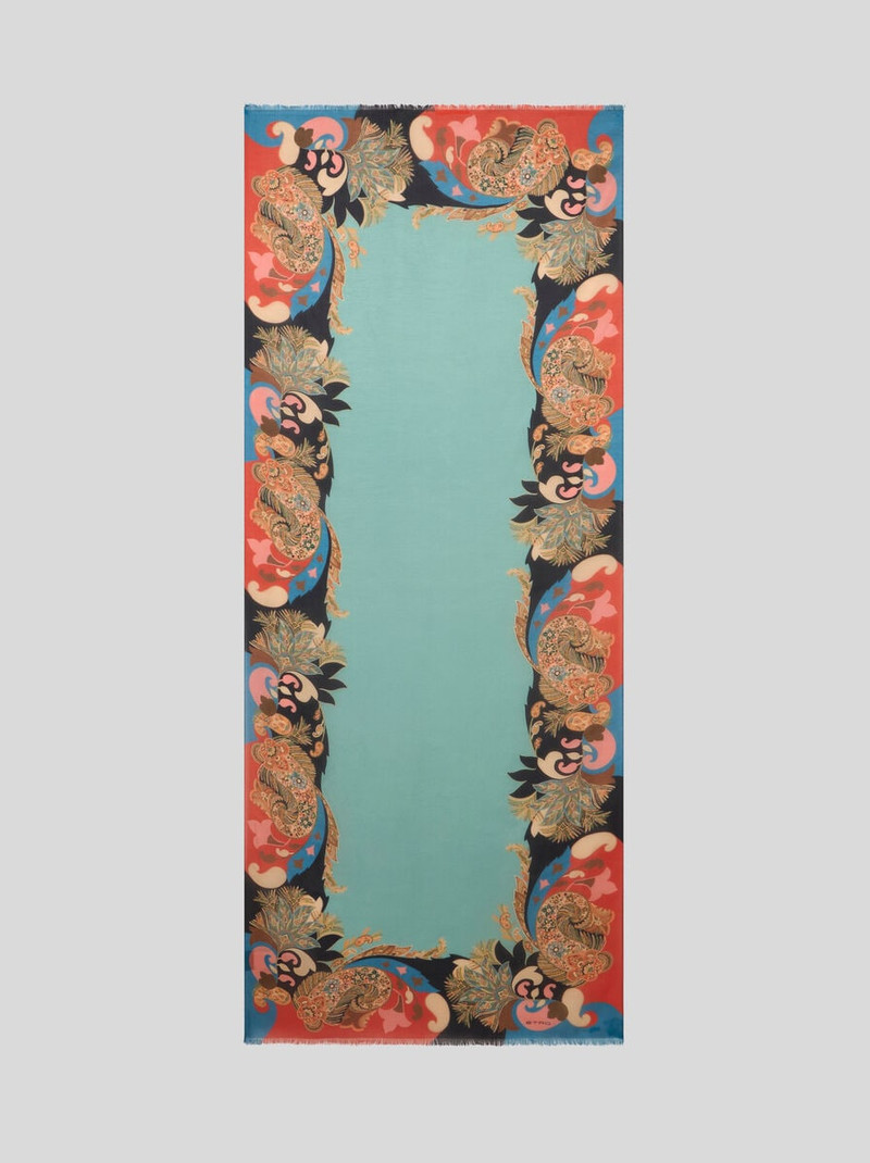 COTTON AND SILK SCARF WITH FLORAL PAISLEY MOTIF 1