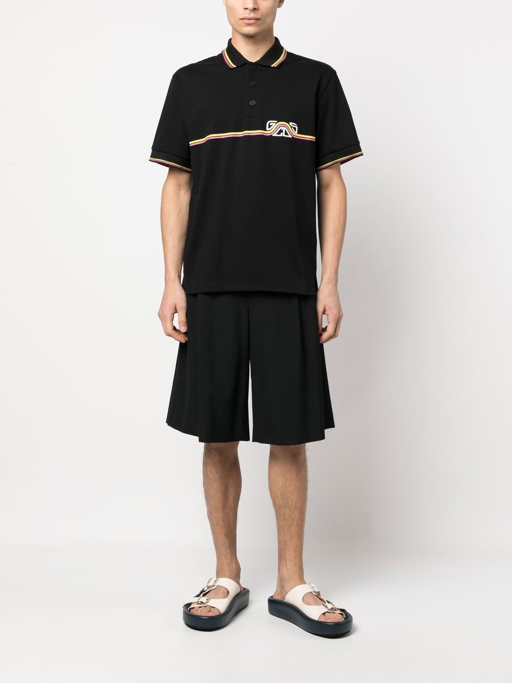 waved logo print polo shirt - 2