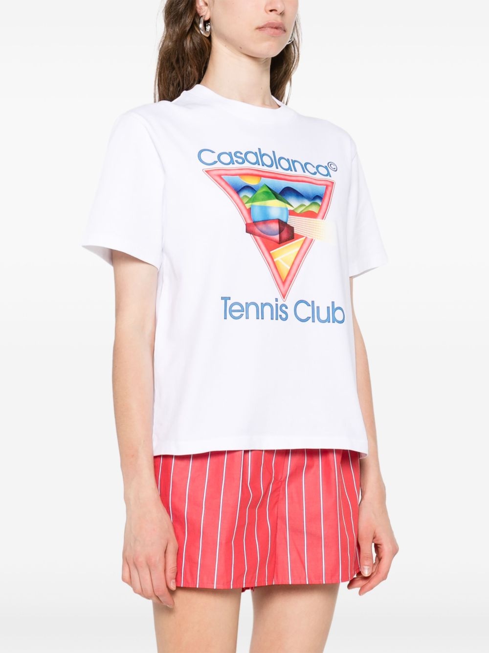 Tennis Club Icon triangle-print T-shirt - 3