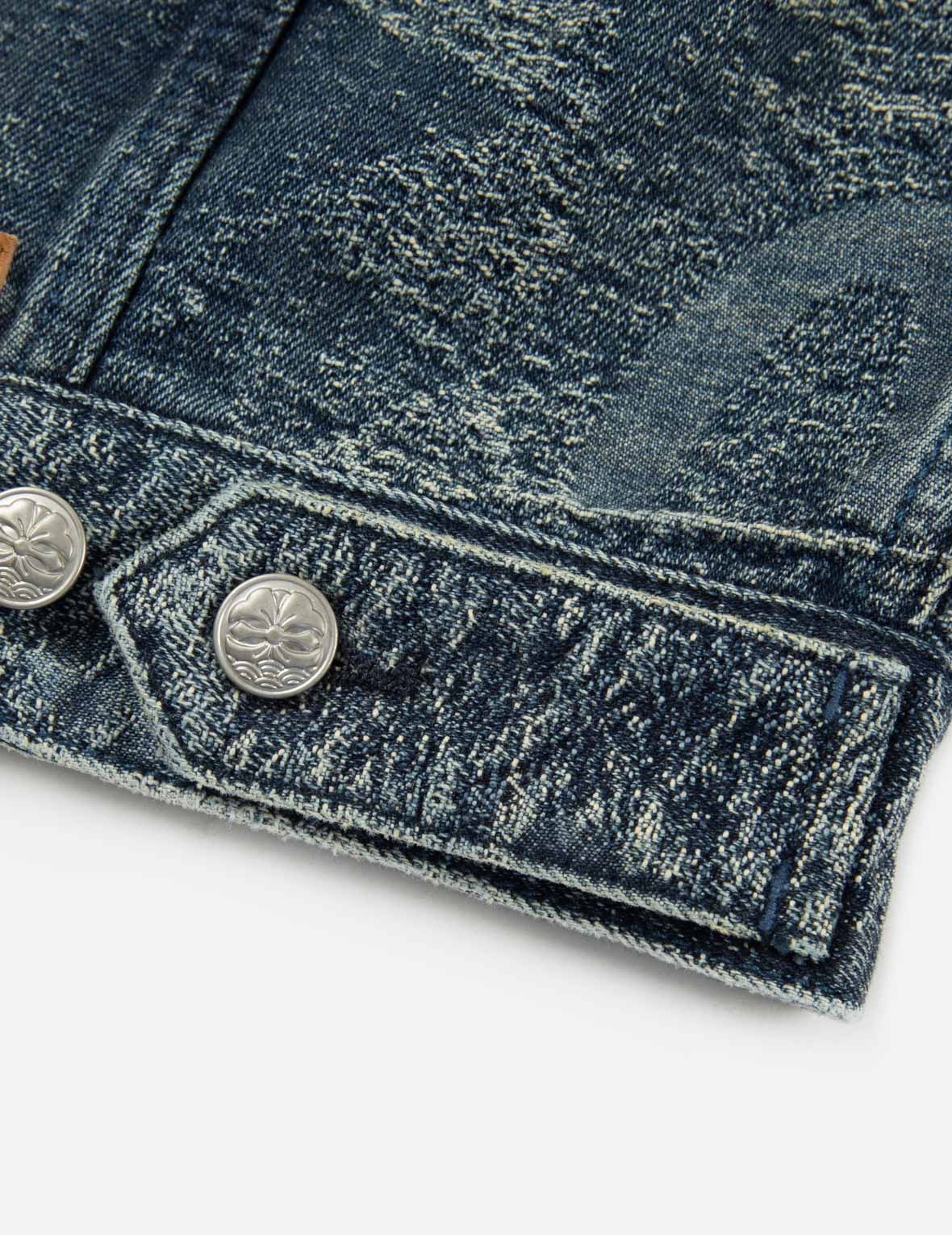 ALLOVER POCKET PRINT AND SEAGULL EMBROIDERY LOOSE FIT DENIM JACKET - 11