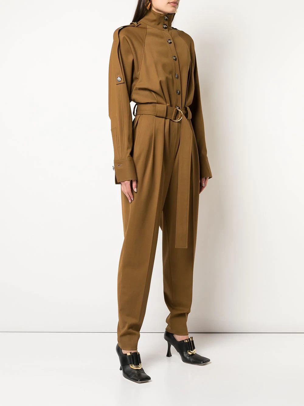 high collar buttoned jumpsuit - 3