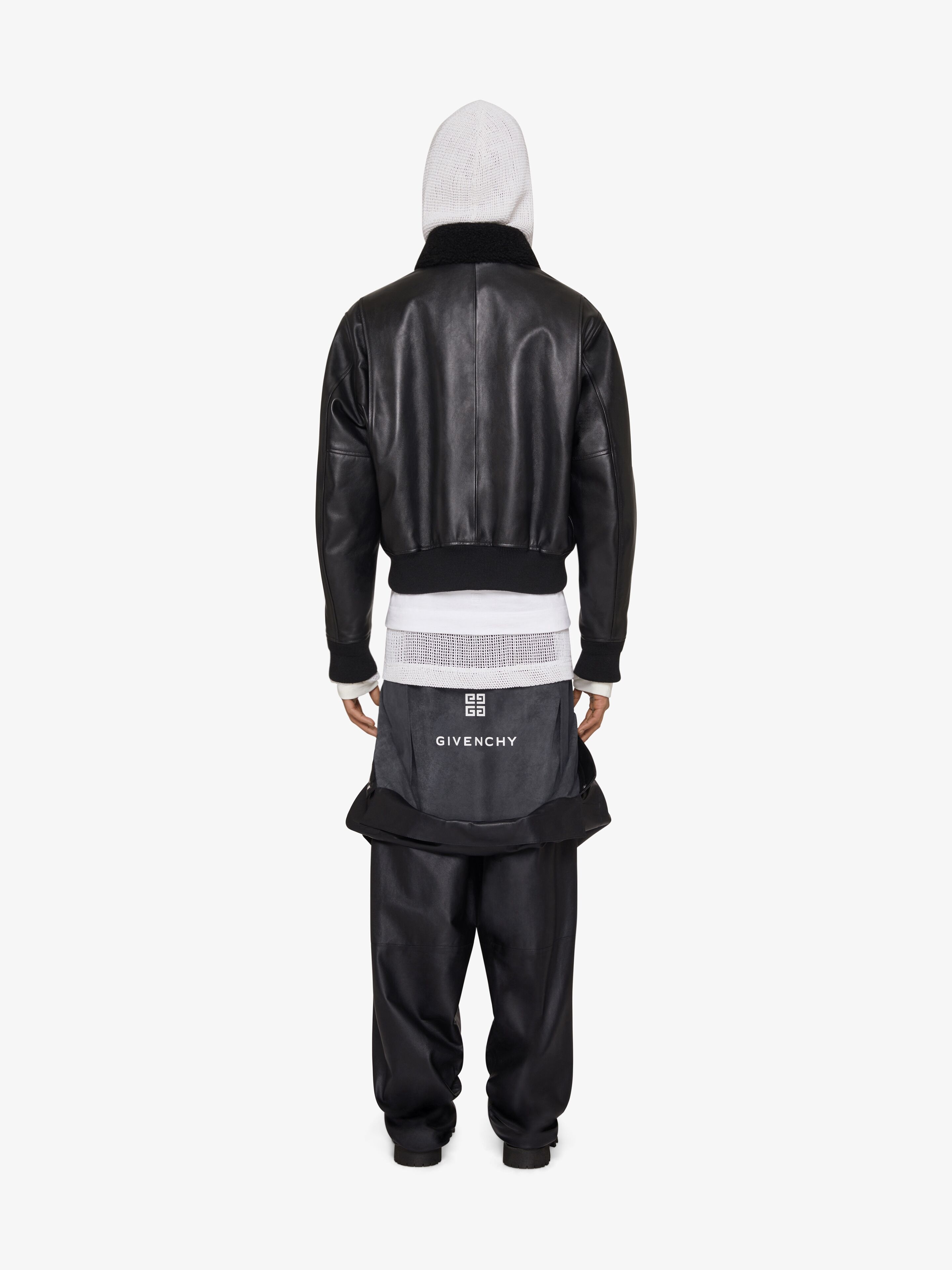 AVIATOR JACKET IN LEATHER AND SHEARLING WITH POCKET - 4