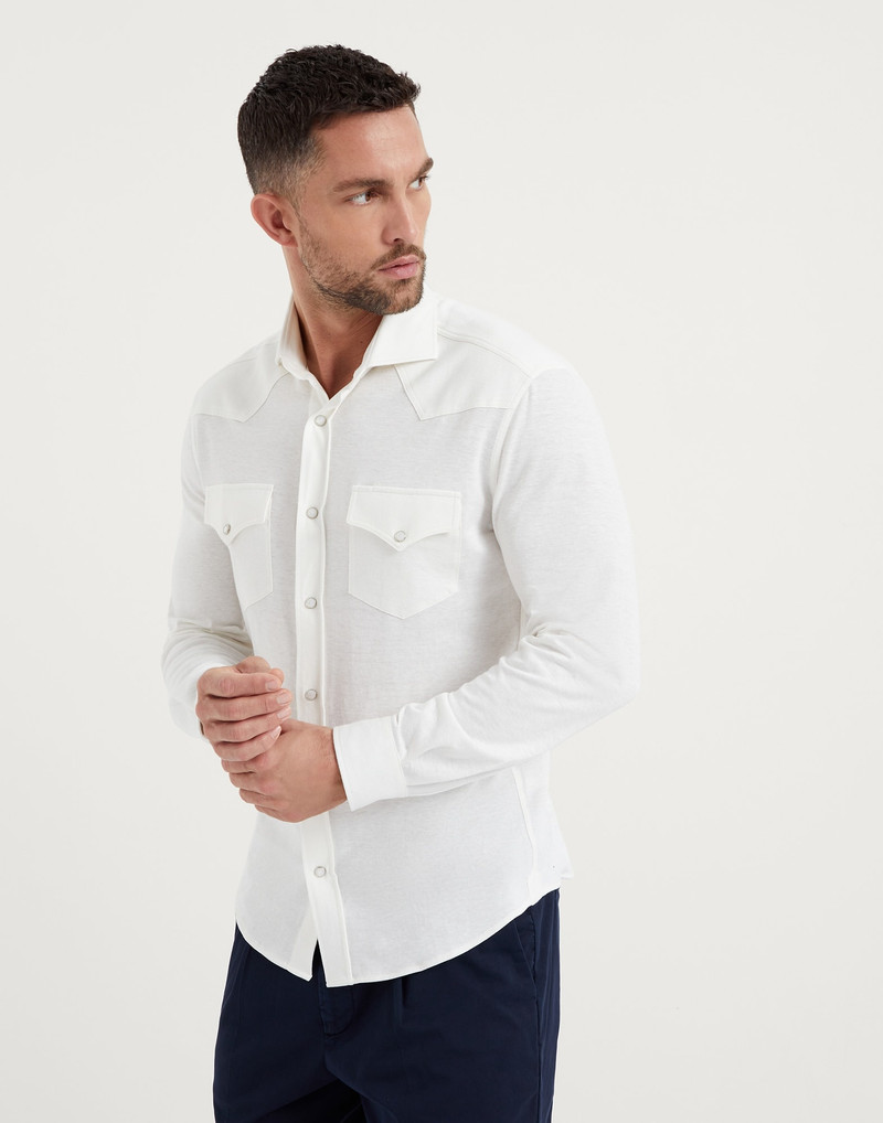 Linen and cotton jersey western shirt - 1