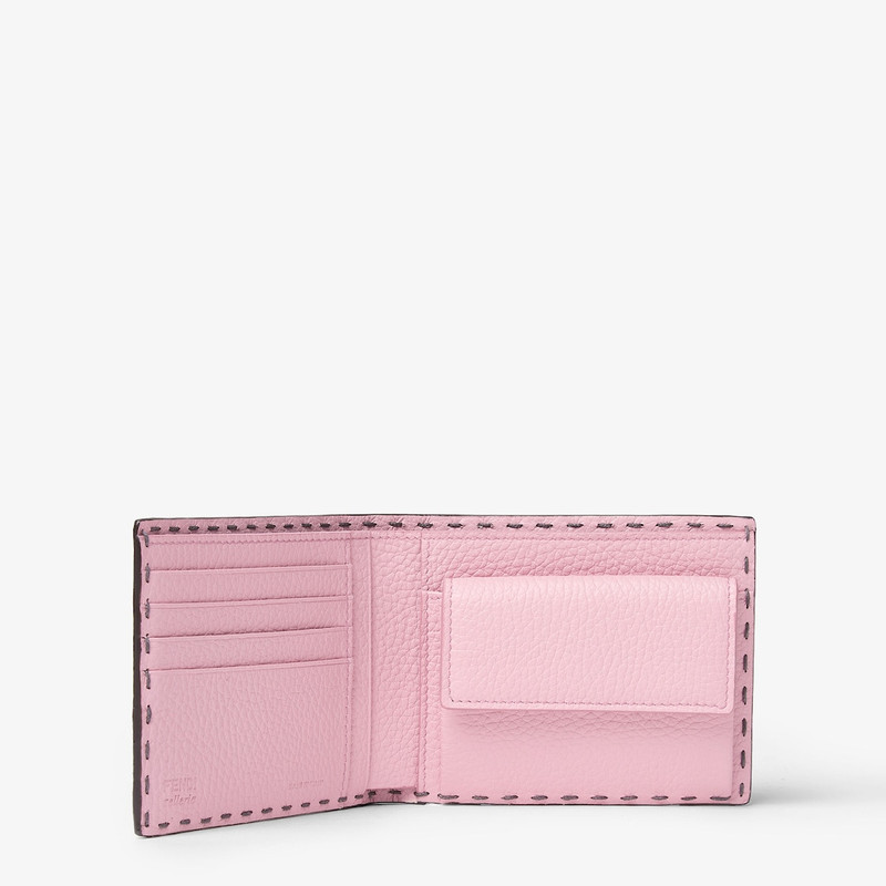 FENDI Selleria Wallet Asphalt gray and pink Selleria bi-fold wallet with 132 hand-sewn stitches outlook
