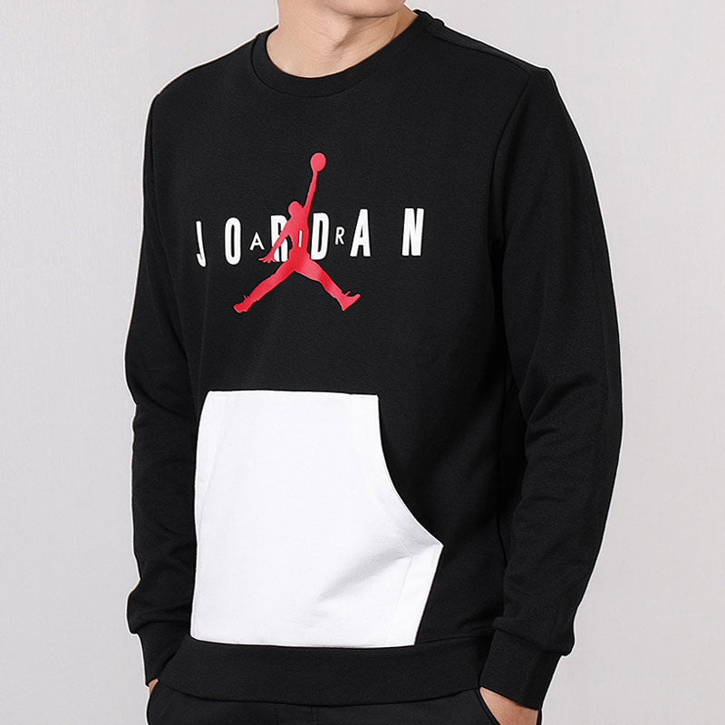 Air Jordan Large Logo Casual Sports Round Neck Pullover Black AR4785-010 - 5