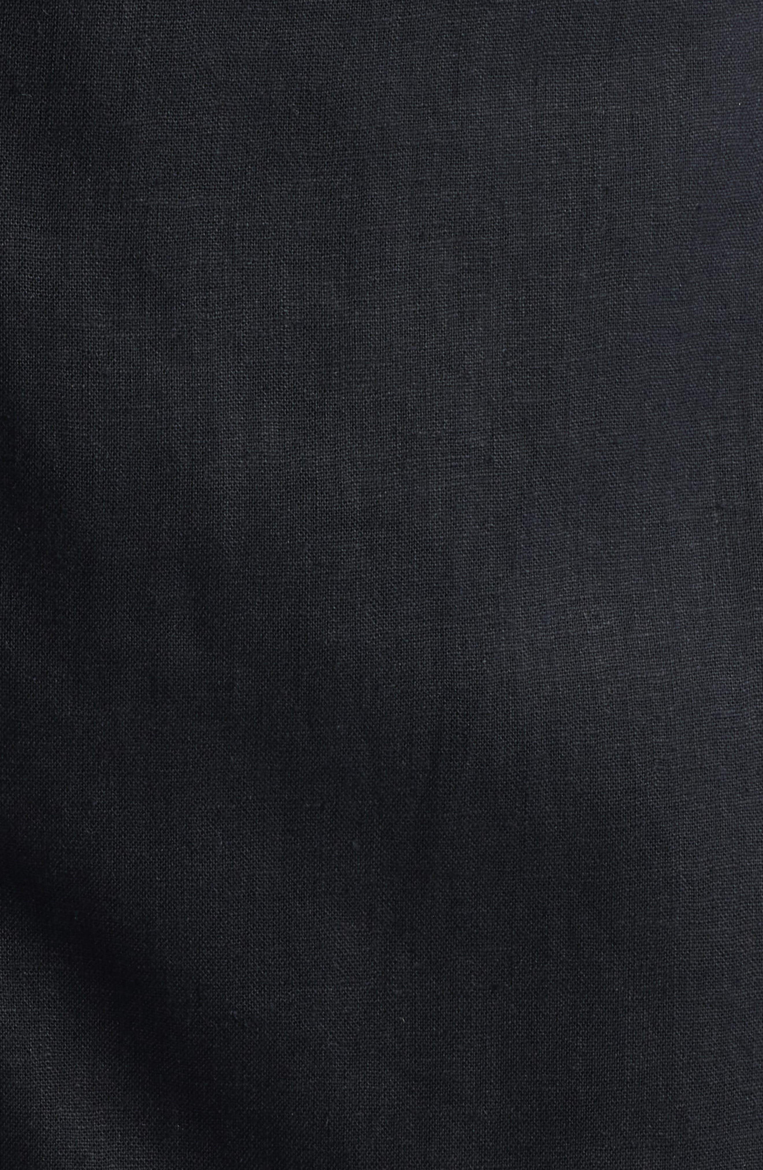 FARM Rio Rose Pipe Detail Sleeveless Linen Blend Sheath Minidress in Black at Nordstrom - 6
