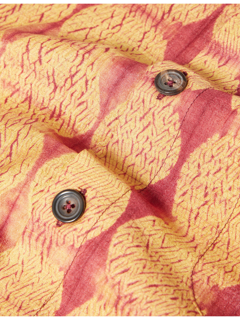 Shibori Patterned Long-Sleeve Silk Shirt 6