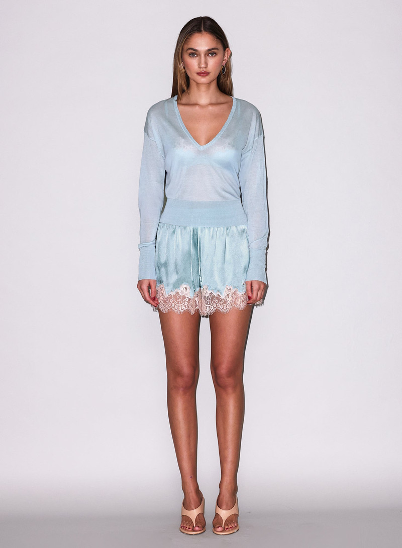 Sheer Knit V-Neck Sweater 1