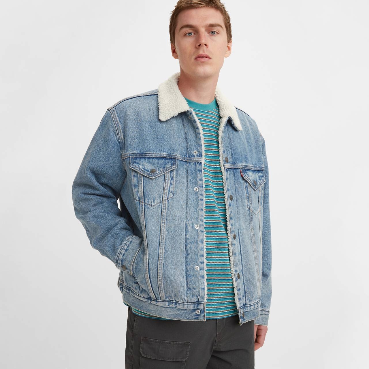 VINTAGE RELAXED FIT SHERPA TRUCKER JACKET - 2