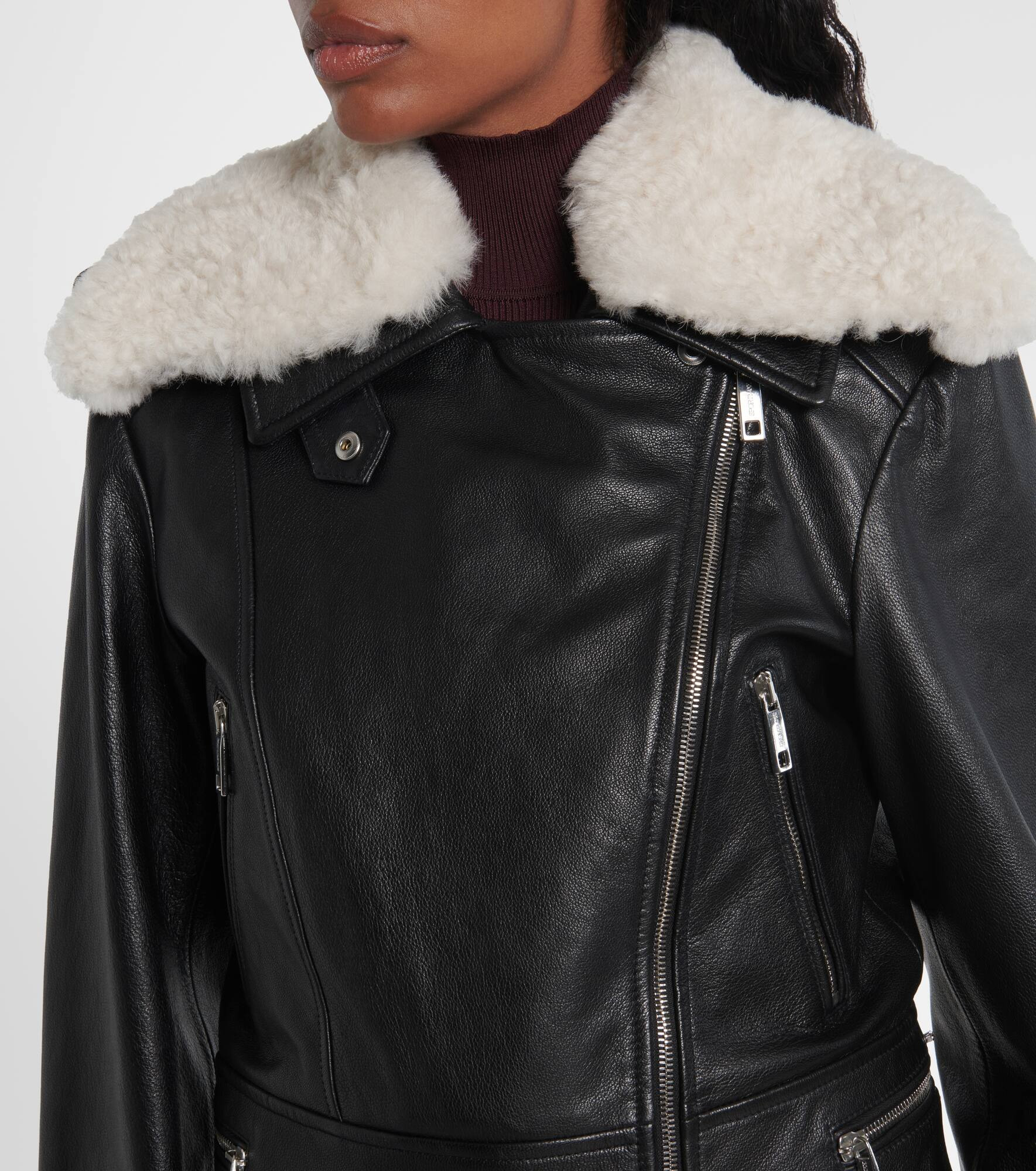 Toscana shearling-trimmed leather jacket - 4