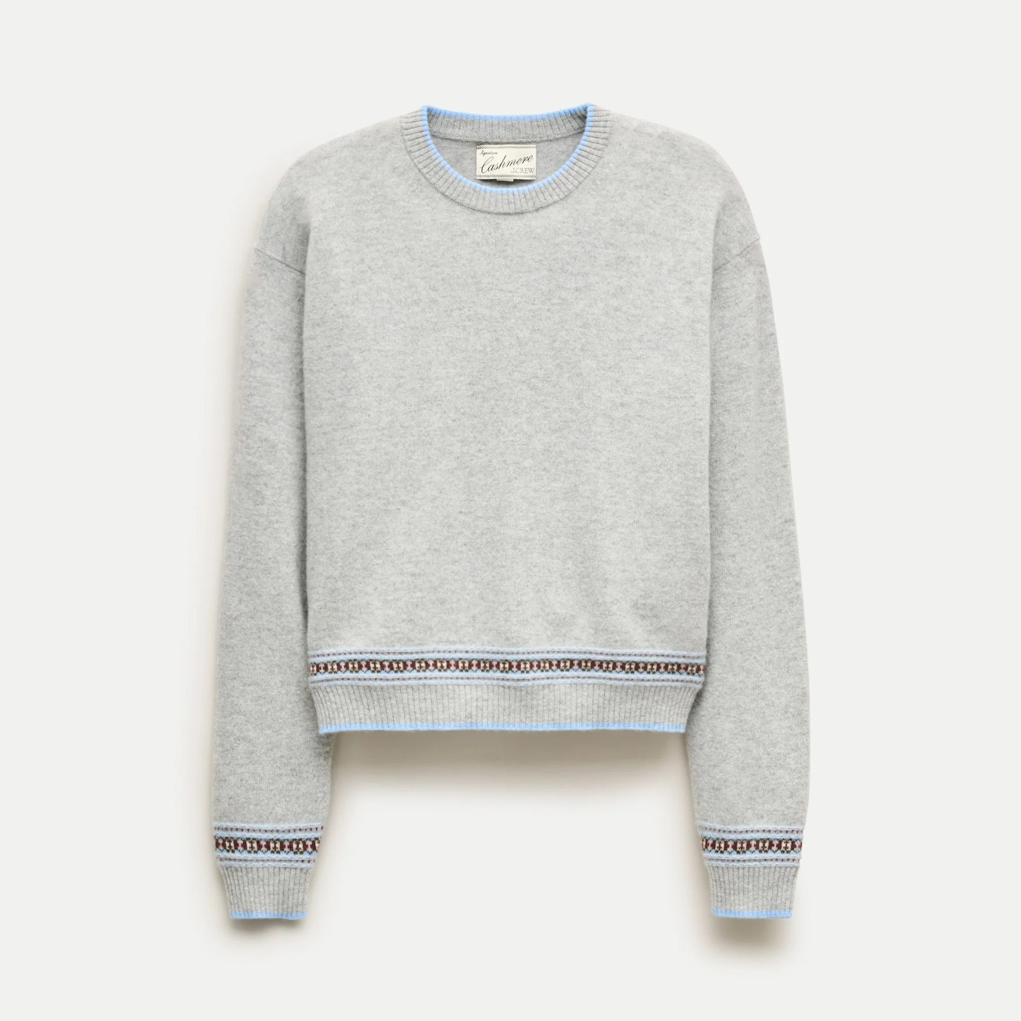 Perfect cashmere crewneck with Fair Isle trim - 1