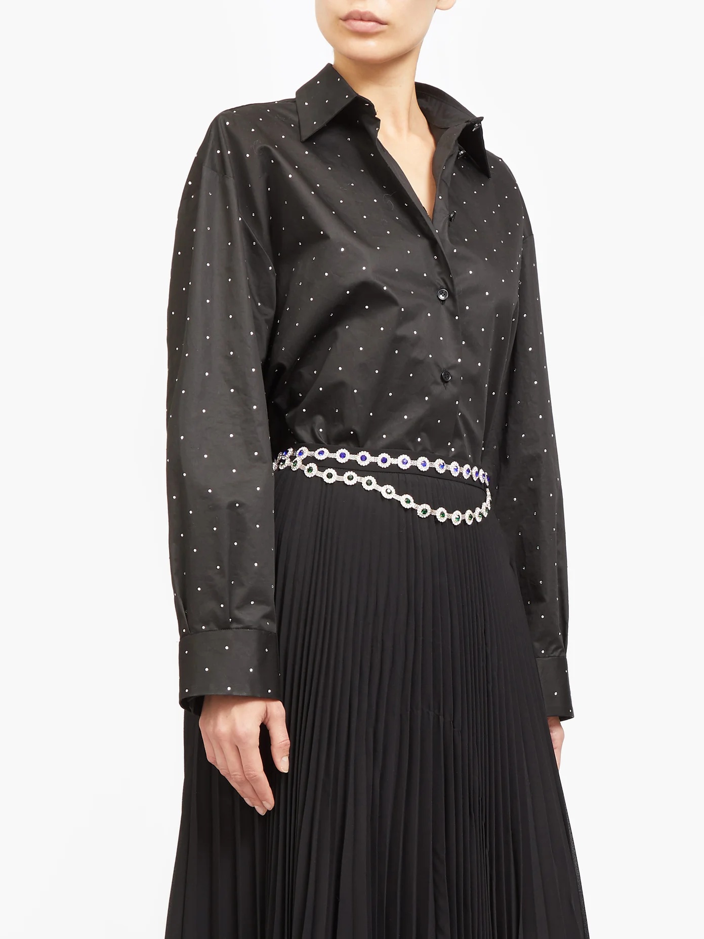 Oversized crystal-embellished shirt - 6