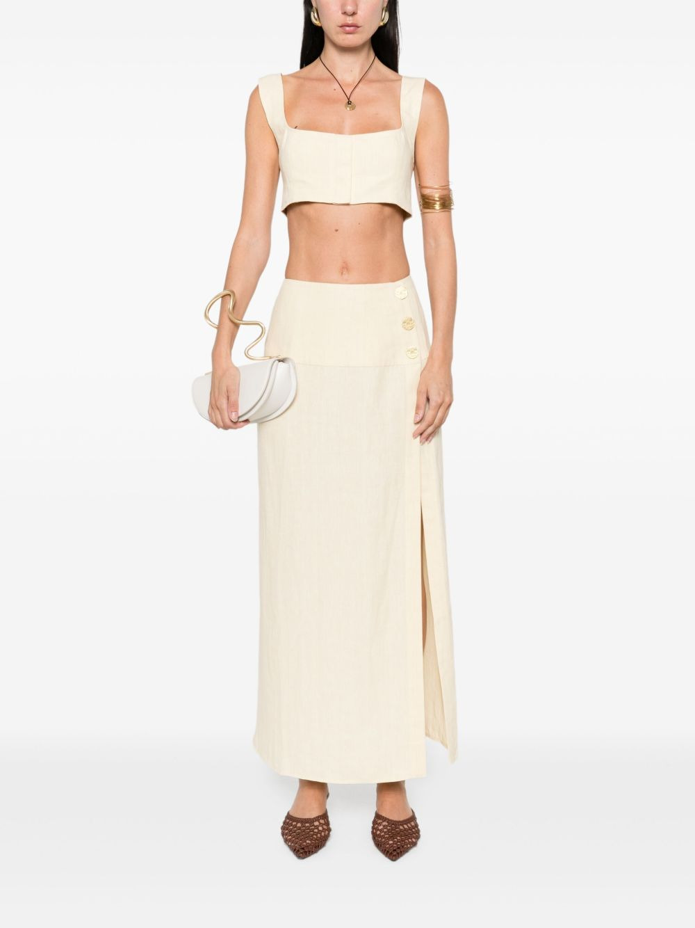 button-front split skirt - 2