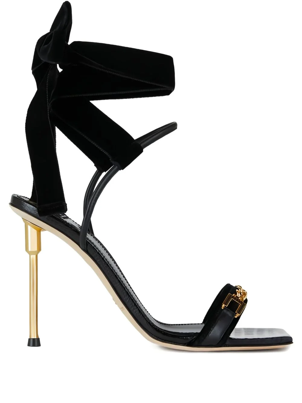 100mm chain bow heeled sandals - 1