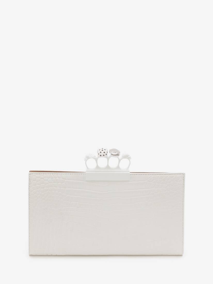 Jewelled Flat Pouch in White - 3