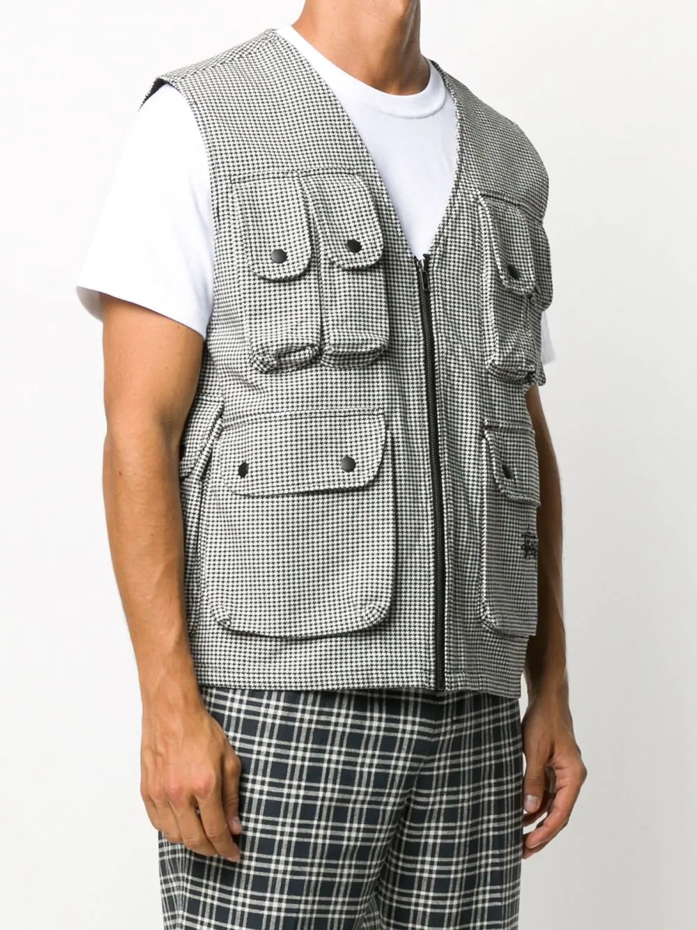 houndstooth utility gilet - 3