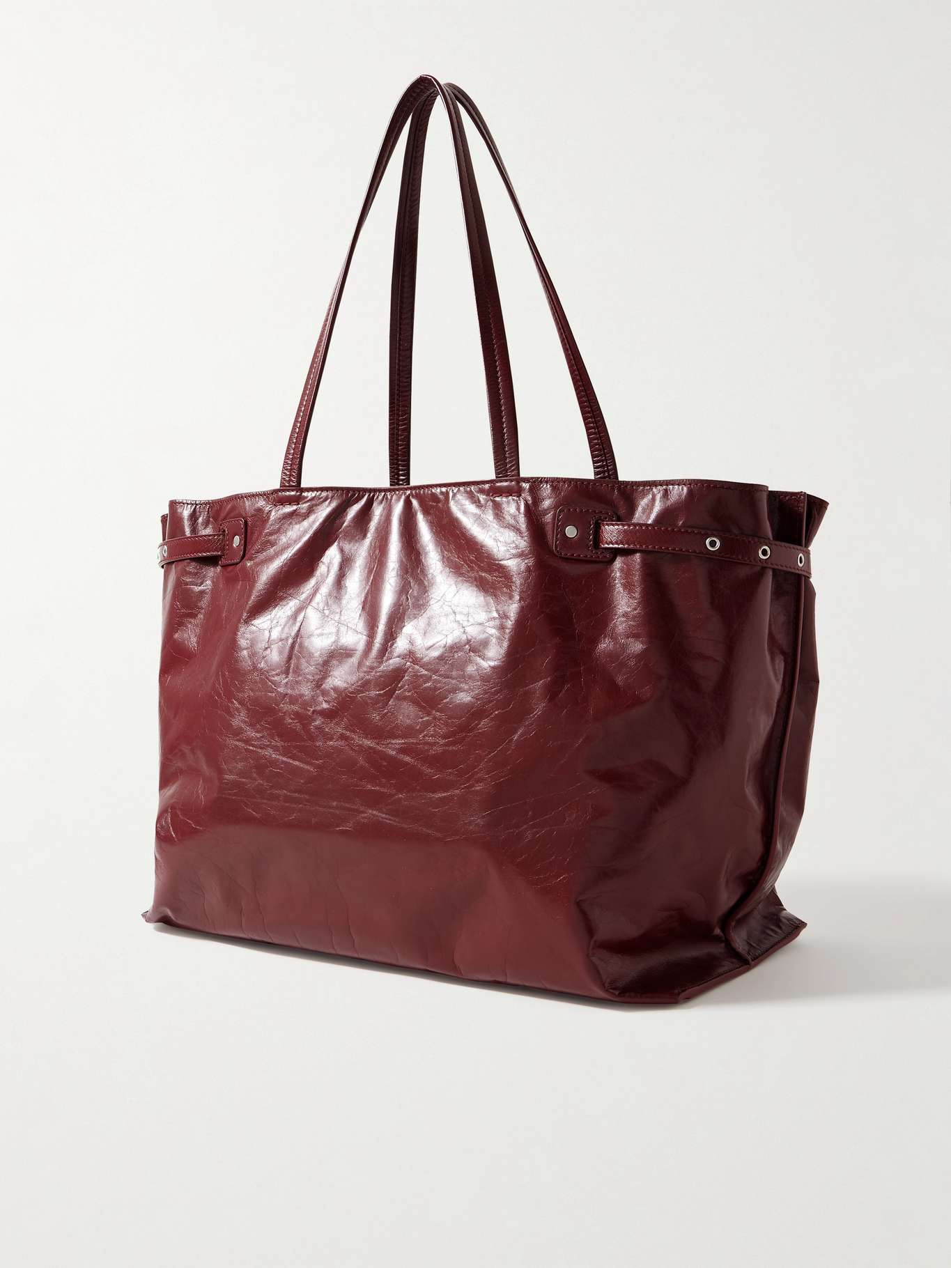 Days crinkled-leather tote Claret - 3