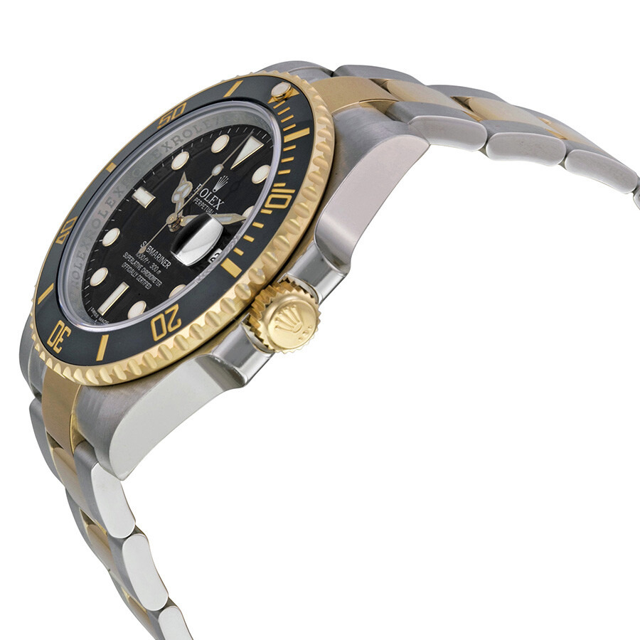 Rolex Submariner Black Dial Stainless Steel and 18K Yellow Gold Oyster Bracelet Automatic Men's Watc - 2