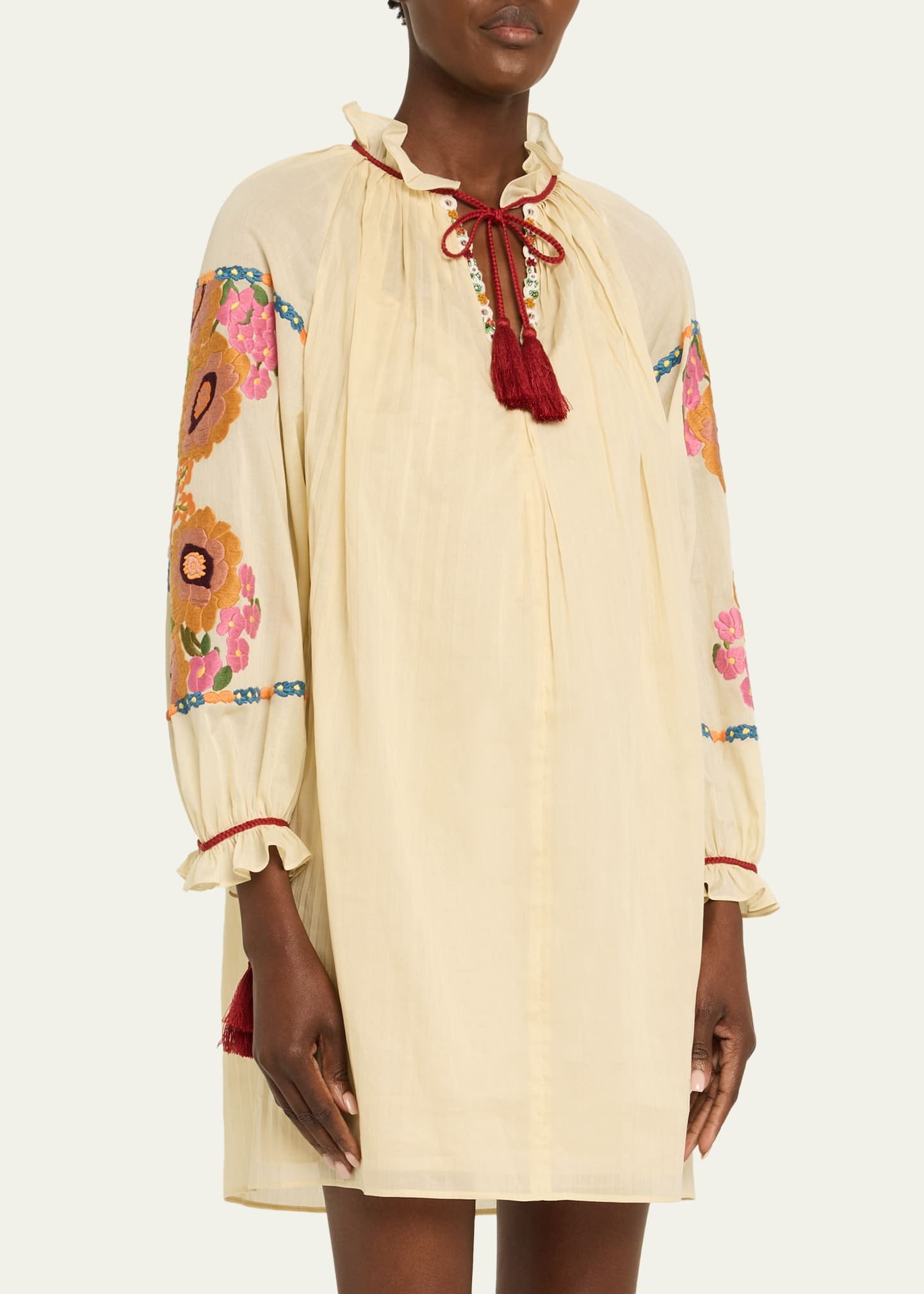 Floral Embroidered Pintuck Blouse - 4