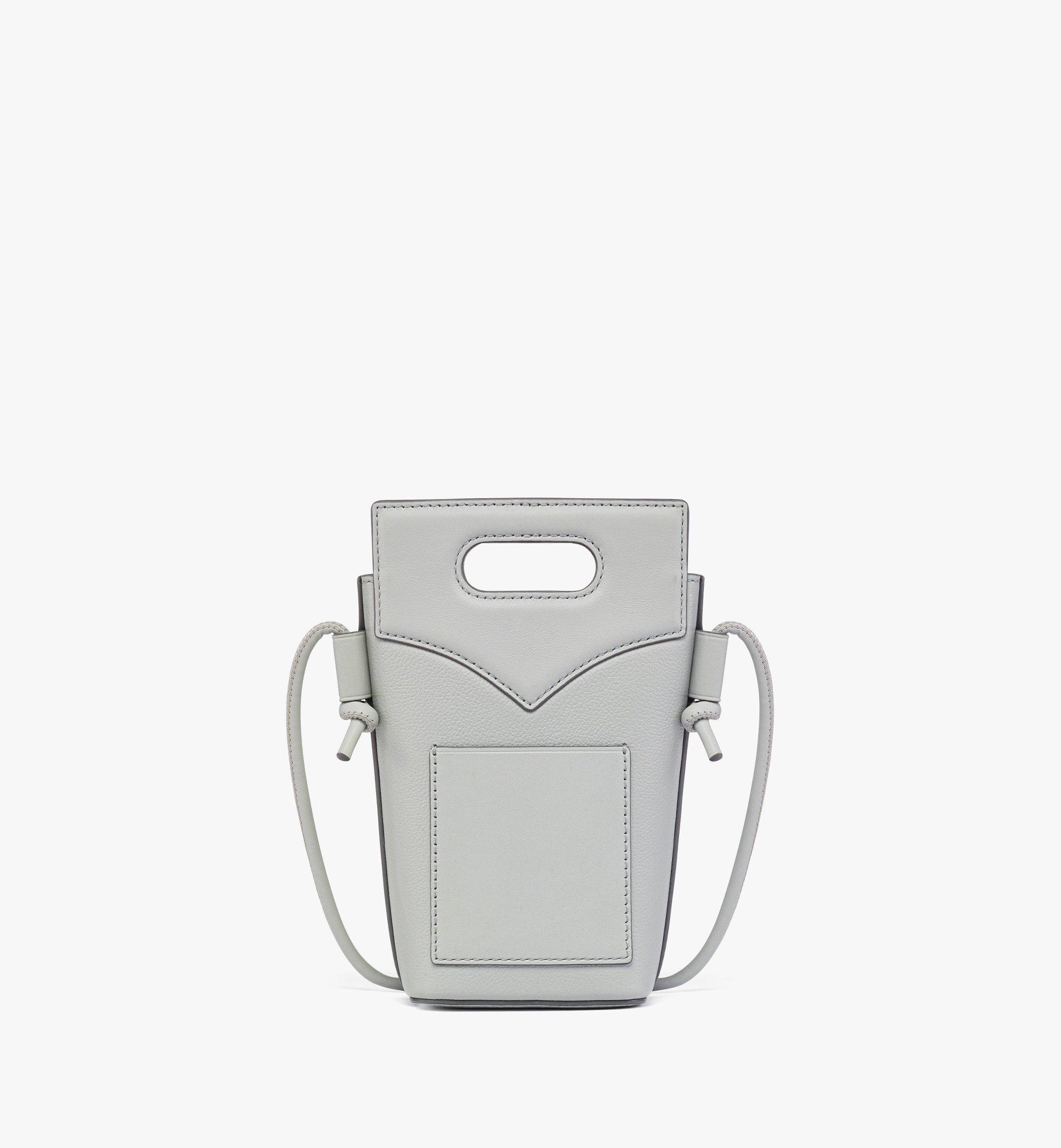 Diamond Crossbody Pouch in Embossed Leather and Calfskin - 4