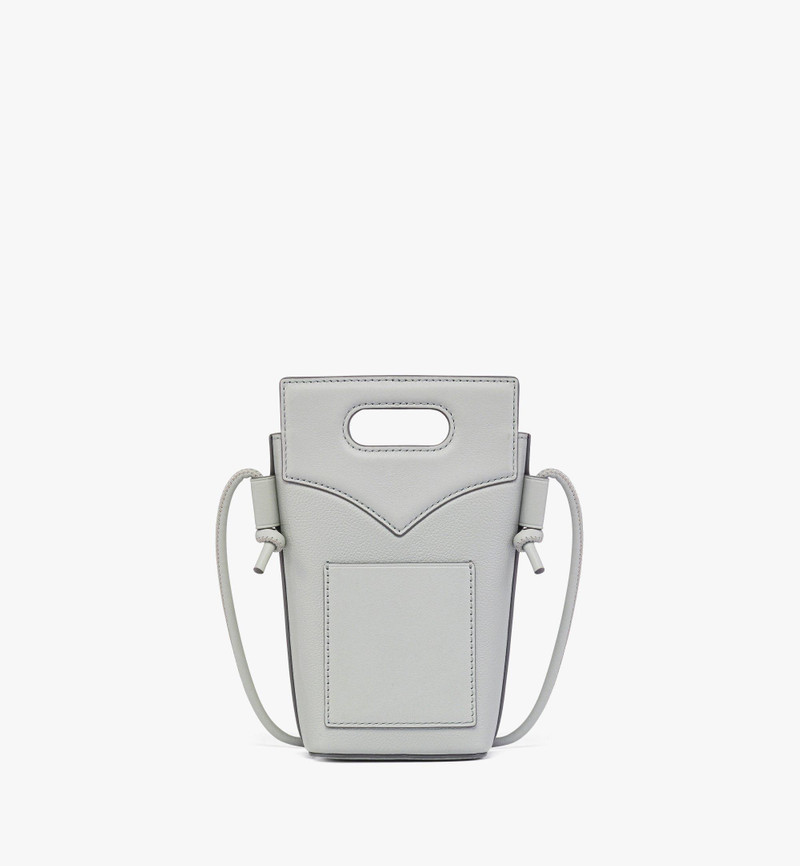 Diamond Crossbody Pouch in Embossed Leather and Calfskin 4