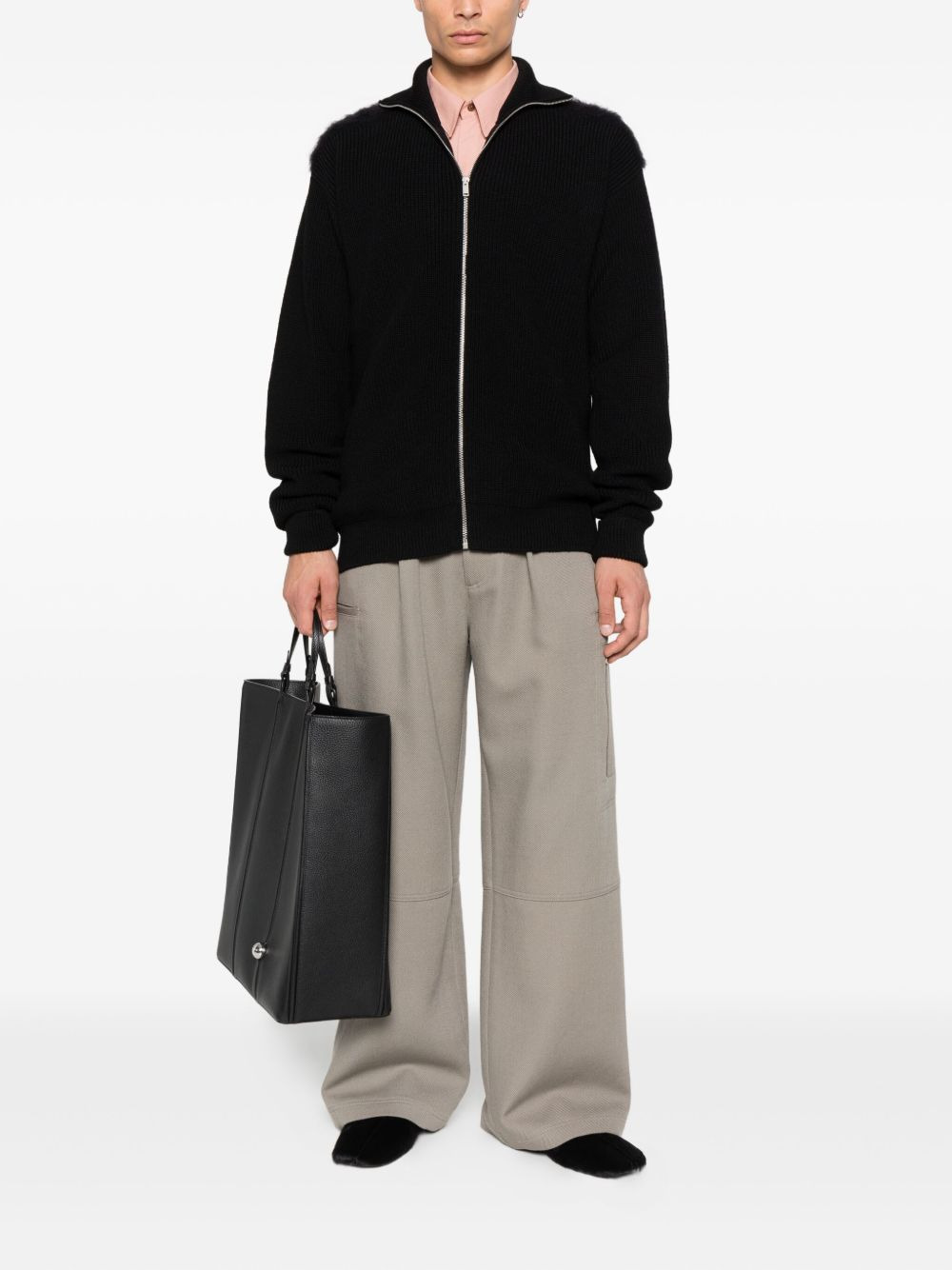 high-neck zip-up cardigan - 2
