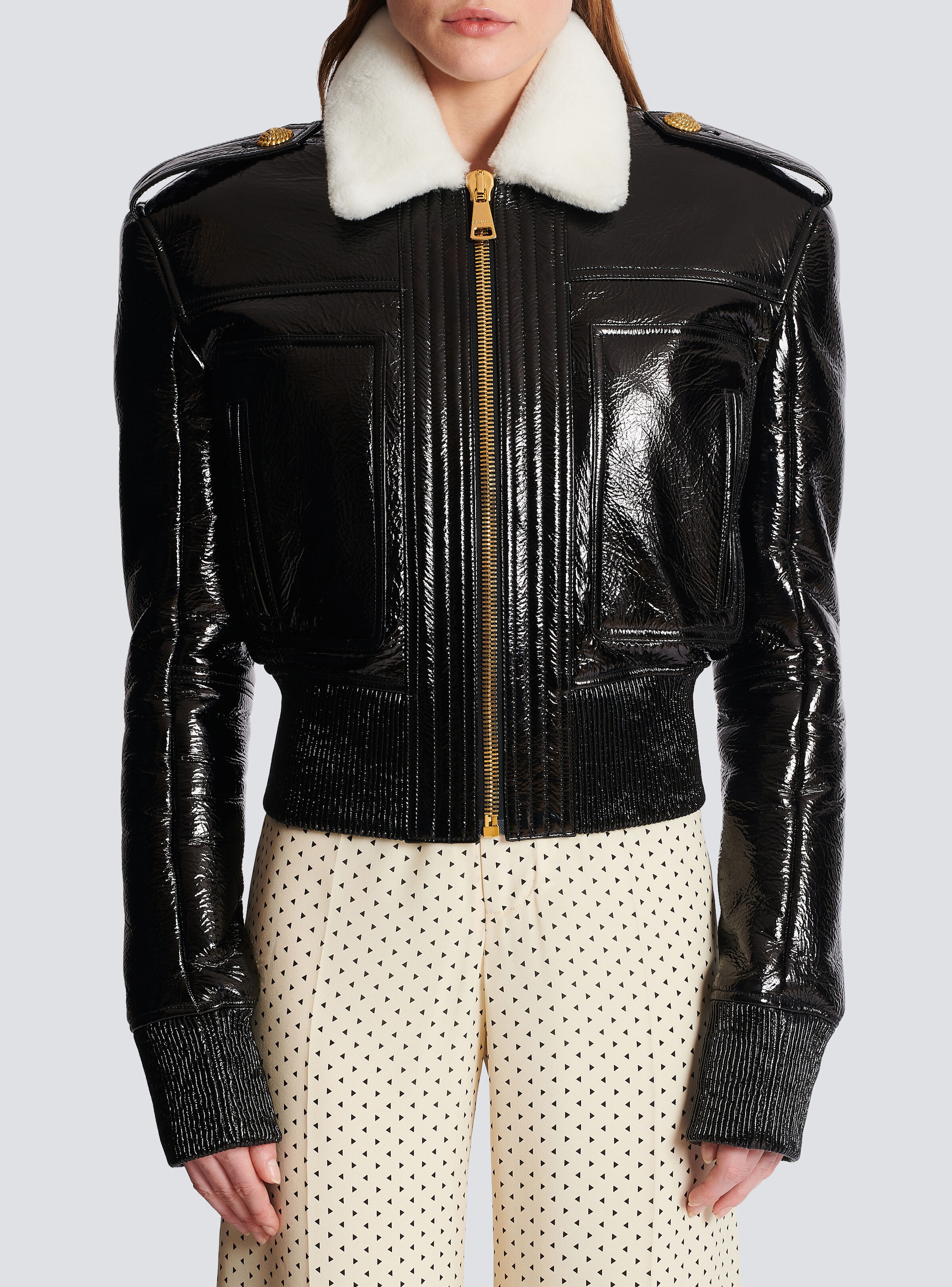 Patent leather and faux fur jacket - 5