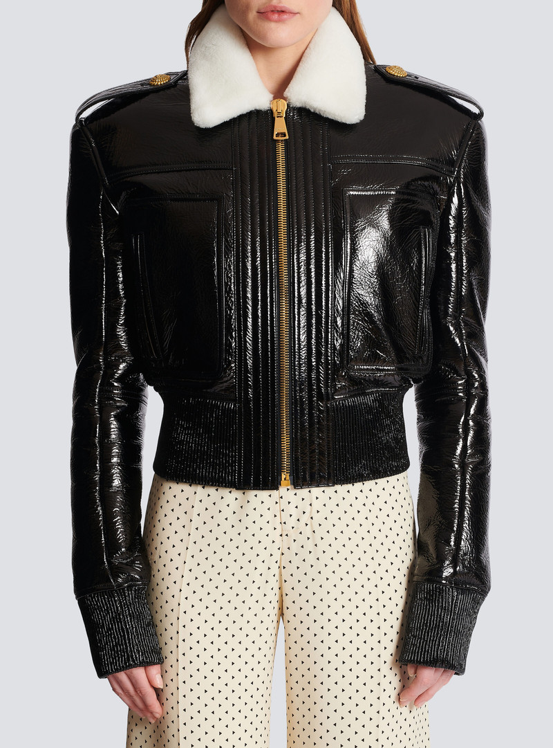 Patent leather and faux fur jacket 5