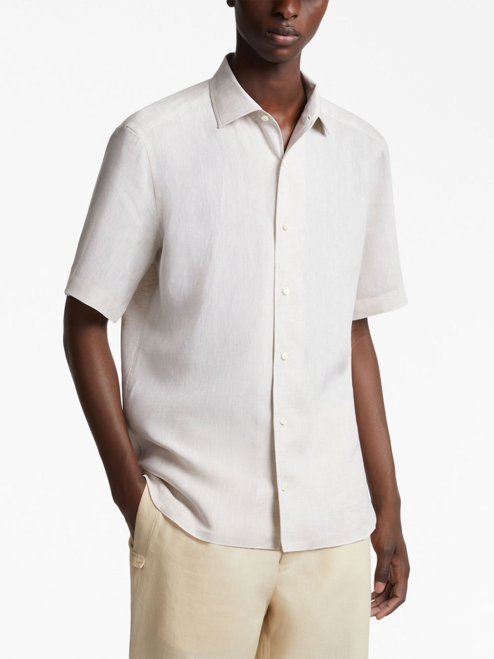 short-sleeve linen shirt - 4