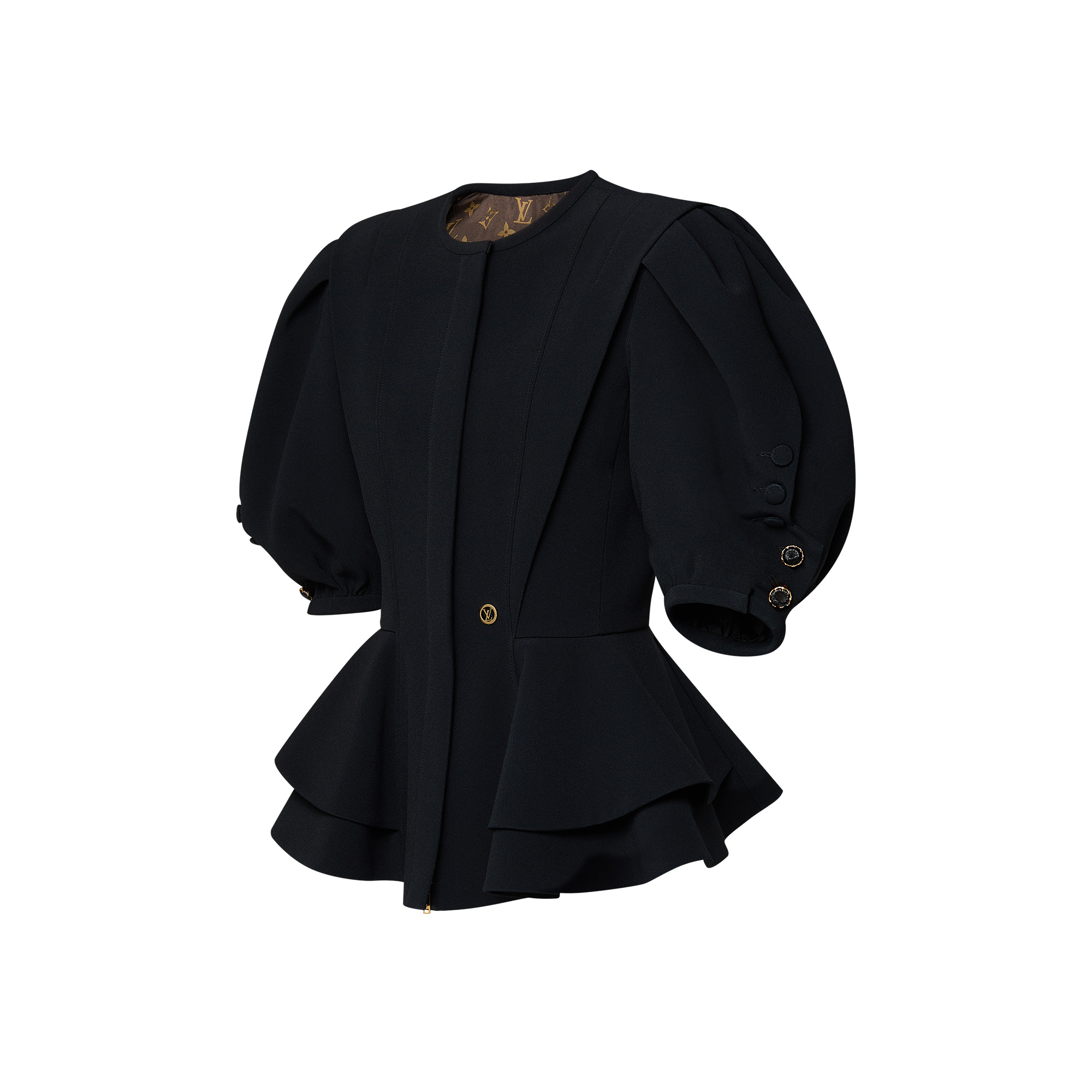 Puff-Sleeve Peplum Jacket - 2