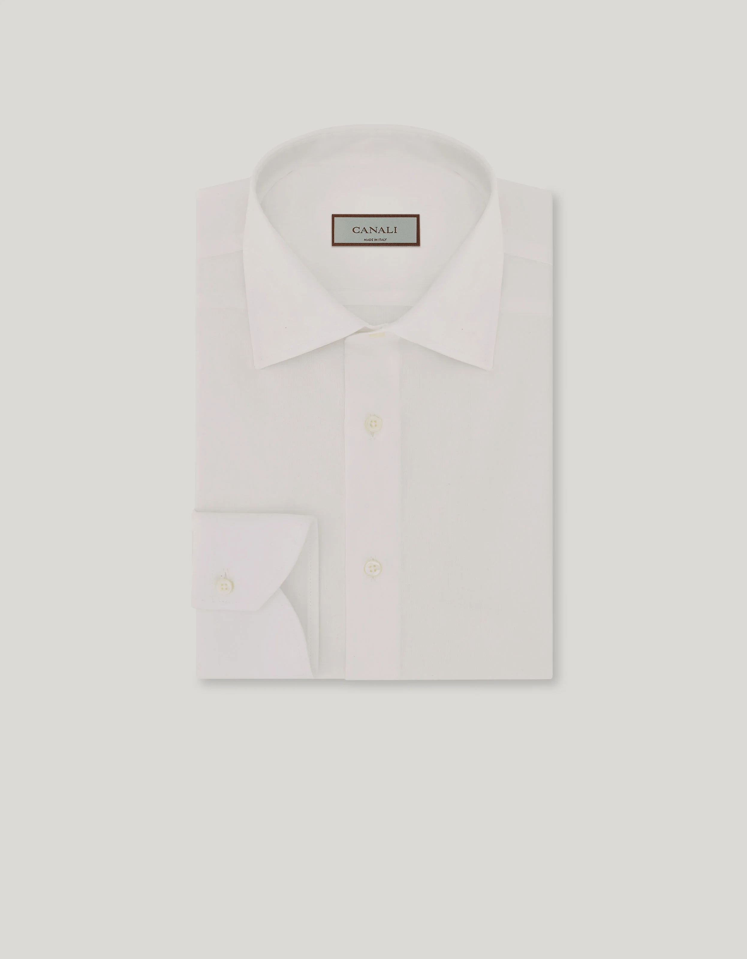WHITE COTTON REGULAR-FIT SHIRT WITH MICRO STRUCTURE - 1