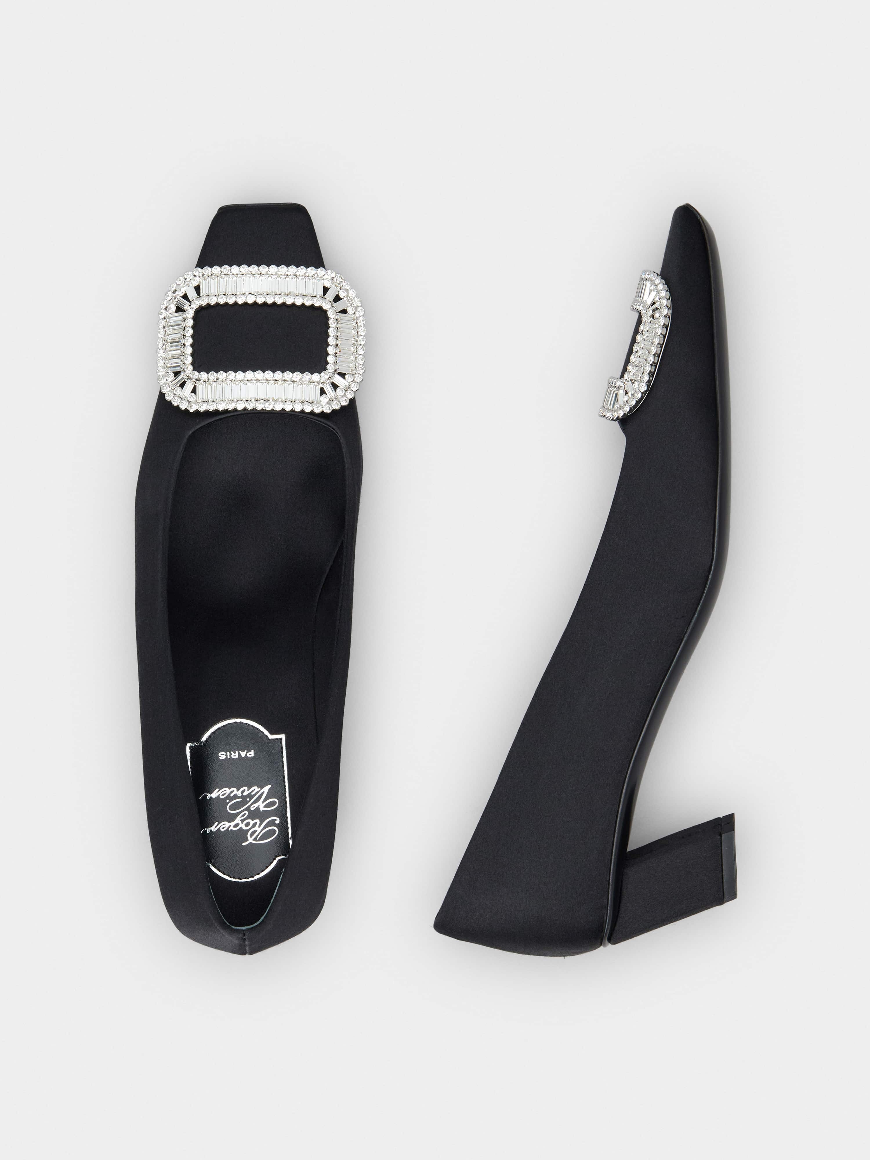 Belle Vivier Pilgrim Buckle Pumps in Satin - 4