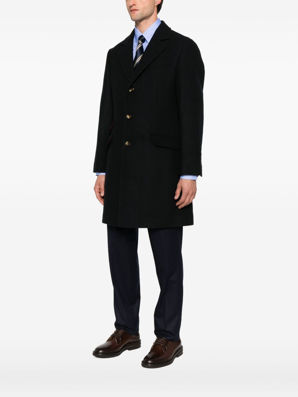 button-fastening patch-pocket coat - 3