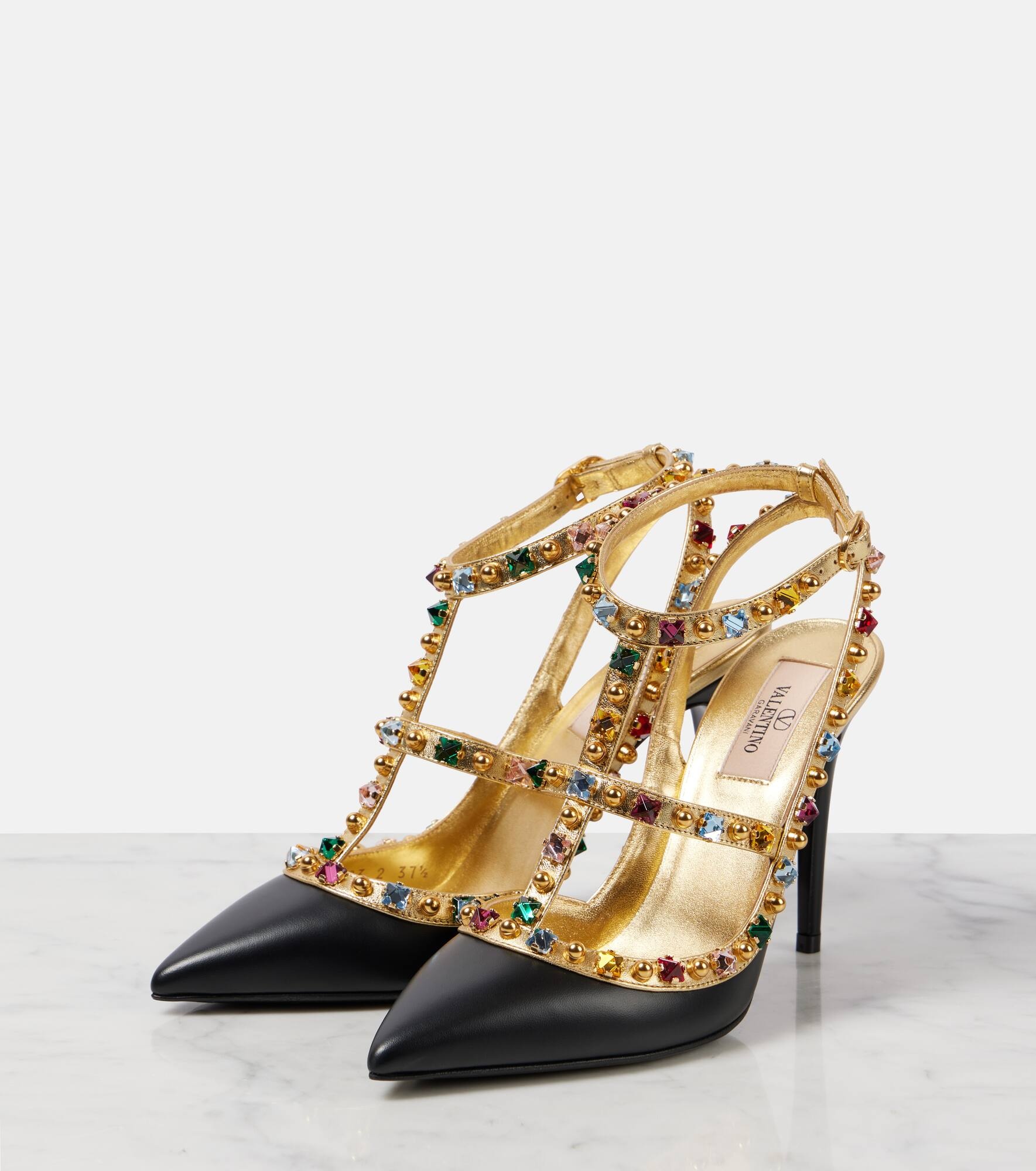 Rockstud leather slingback pumps - 4