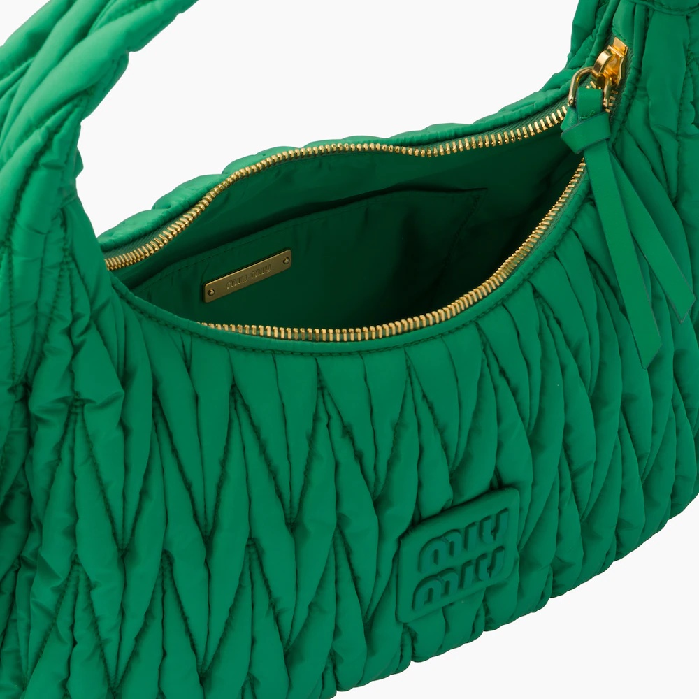 Miu Wander matelassé regenerated nylon hobo bag - 7