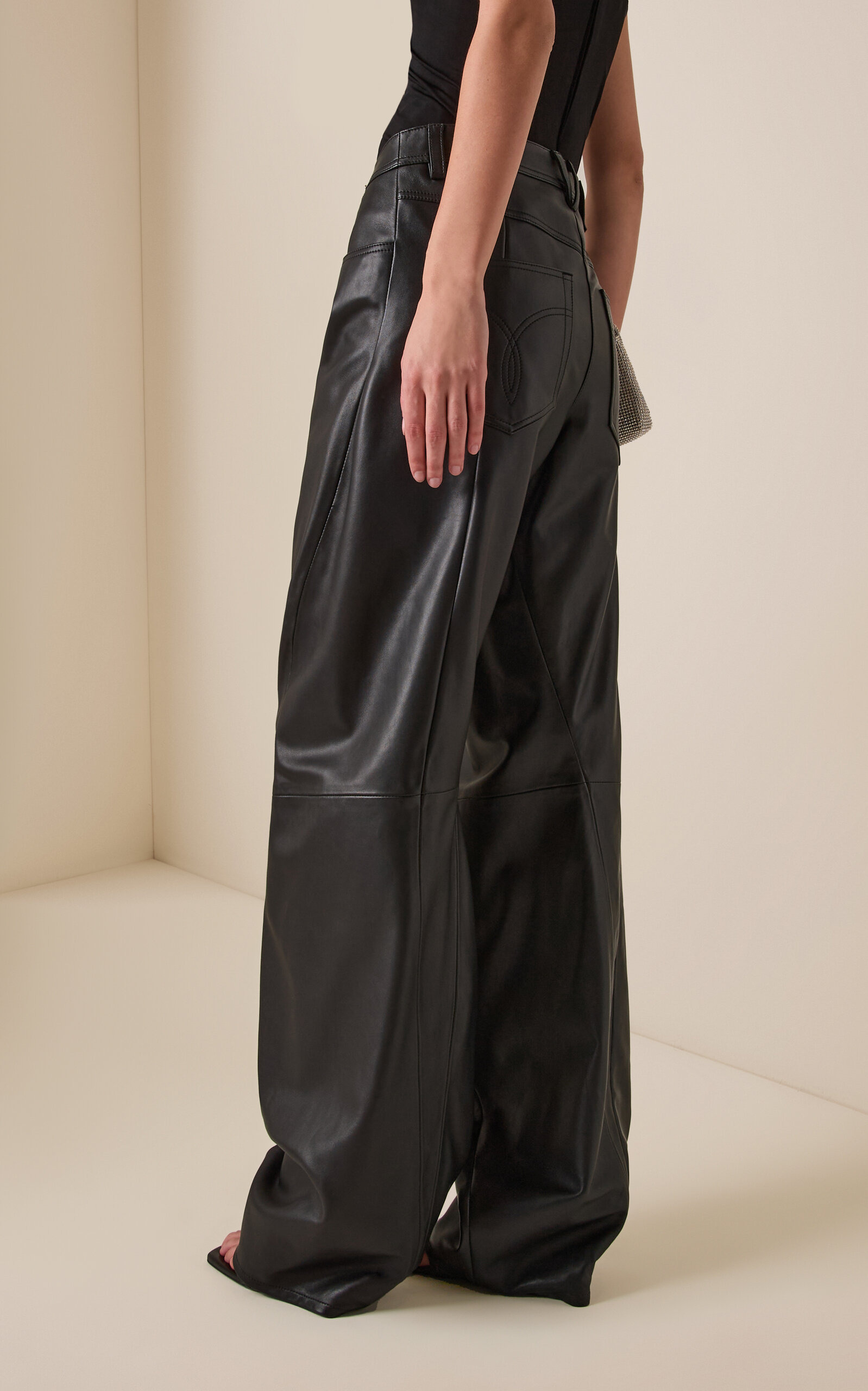 Leather Straight-Leg Pants black - 4