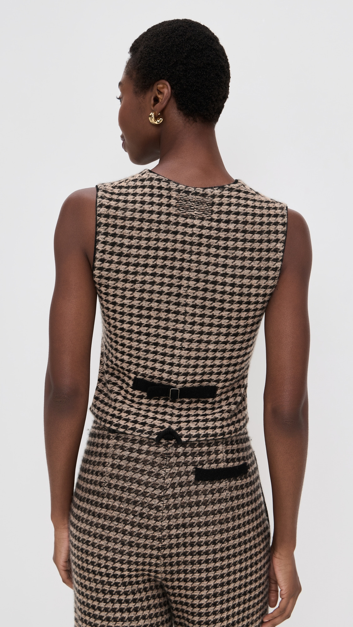 Houndstooth Tailored Cashmere Vest - 2