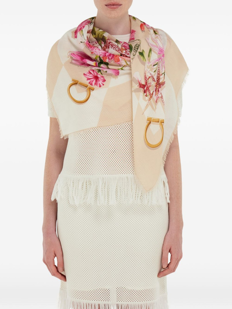 FERRAGAMO Gaia-print silk scarf outlook