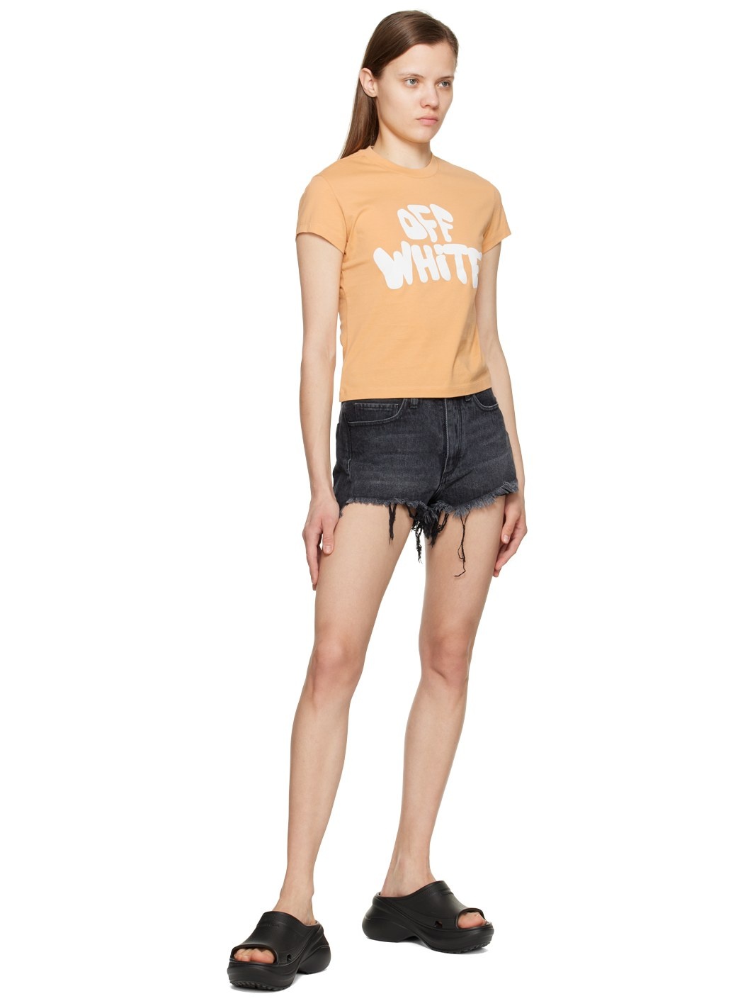 Black Twisted Denim Shorts - 4