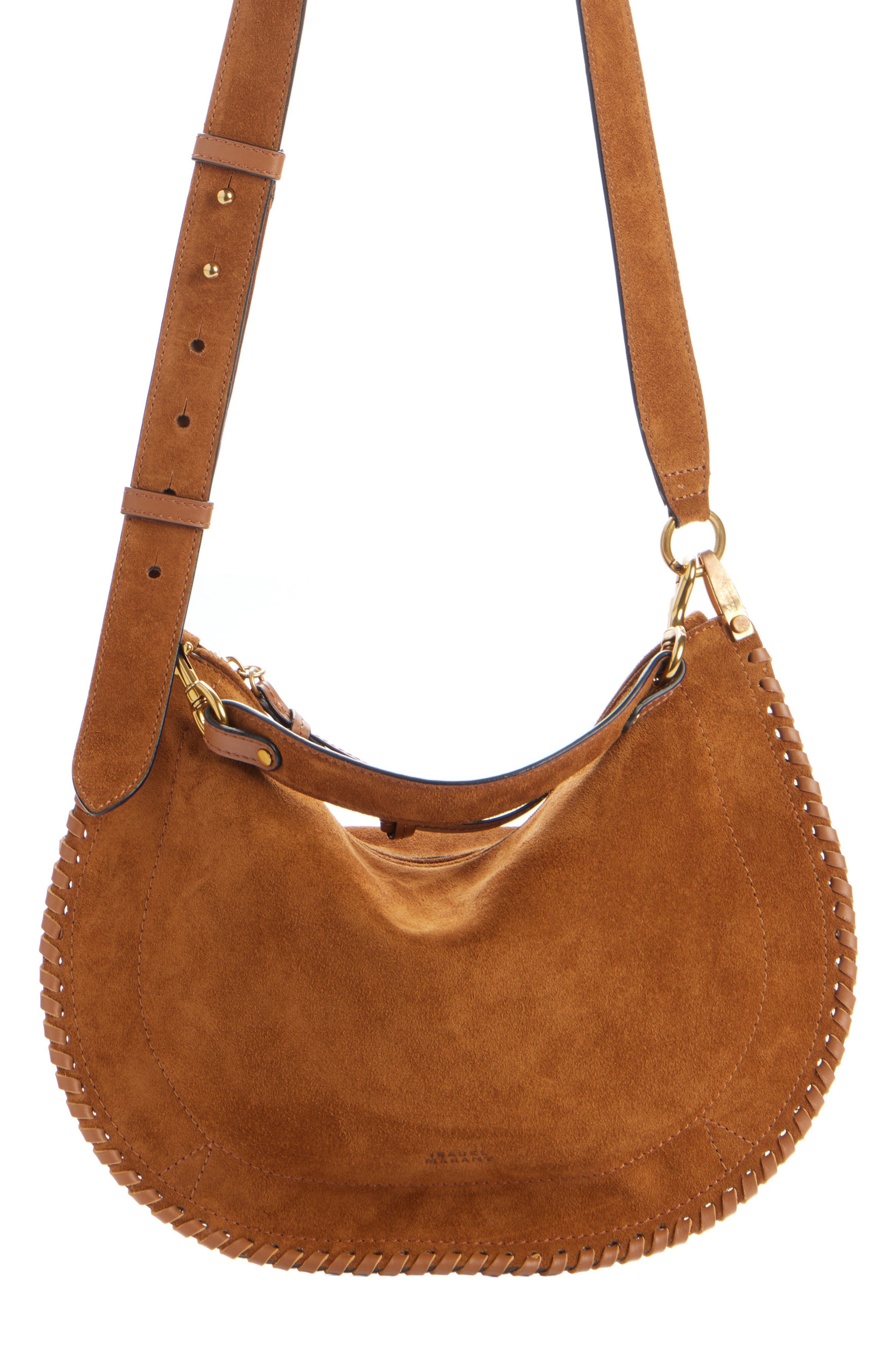 Isabel Marant Oskan Whipstitch Soft Suede Shoulder Bag in Cognac at Nordstrom - 9