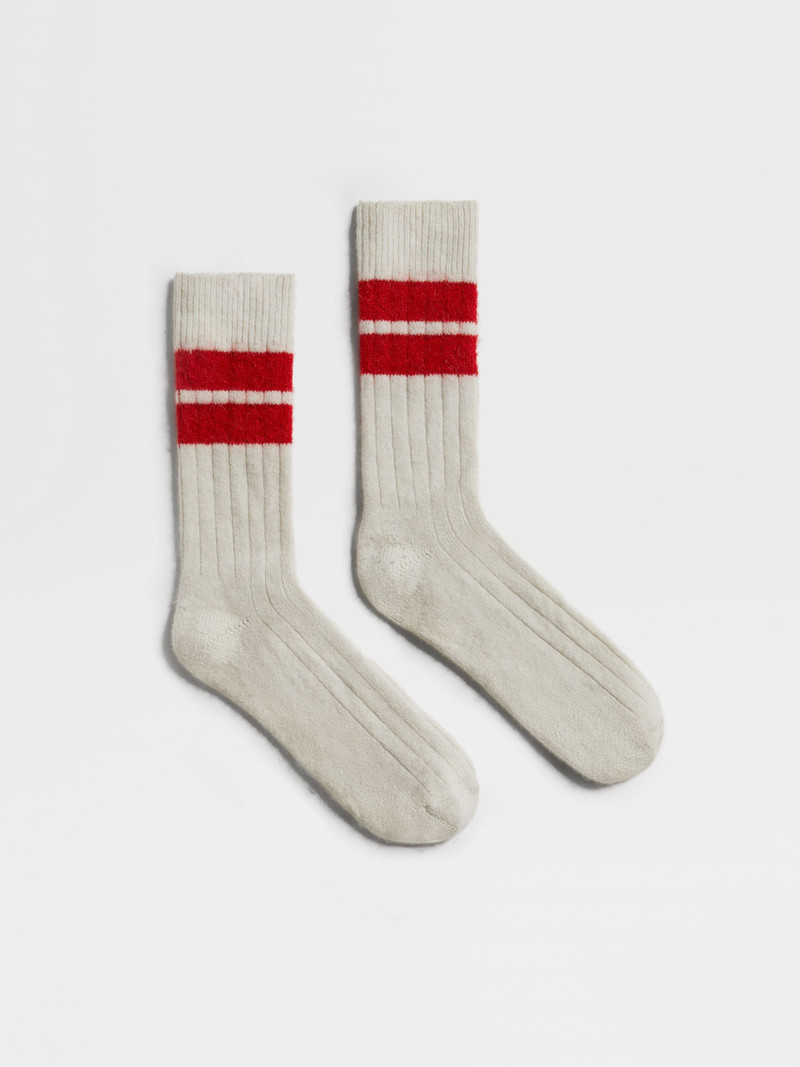 WHITE ZEGNA X THE ELDER STATESMAN CASHMERE BLEND SOCKS 1