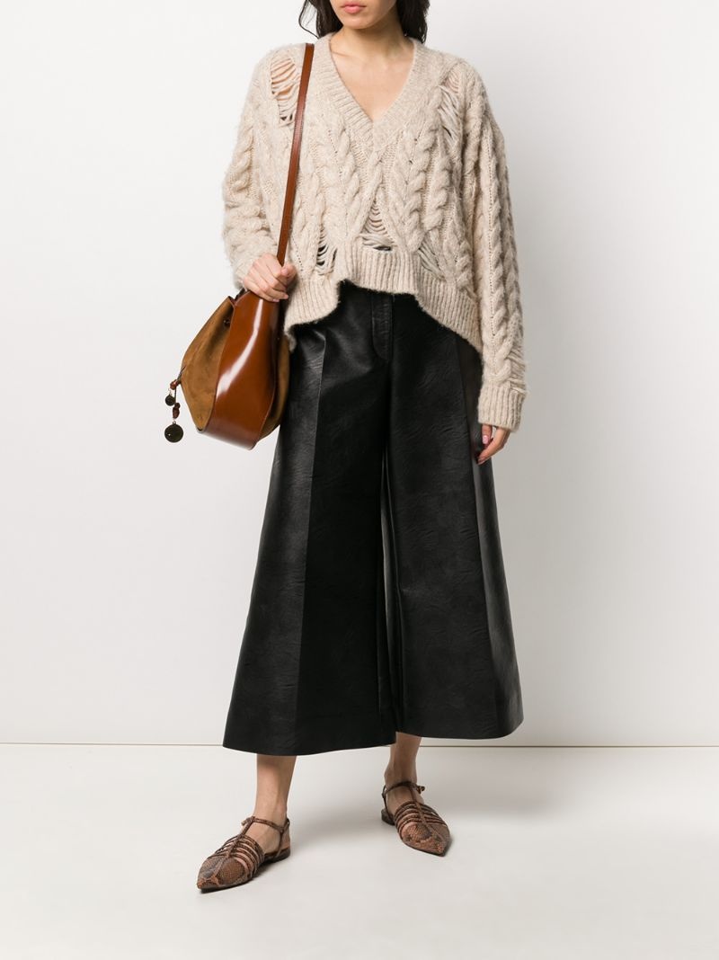 faux-leather wide-leg trousers - 2
